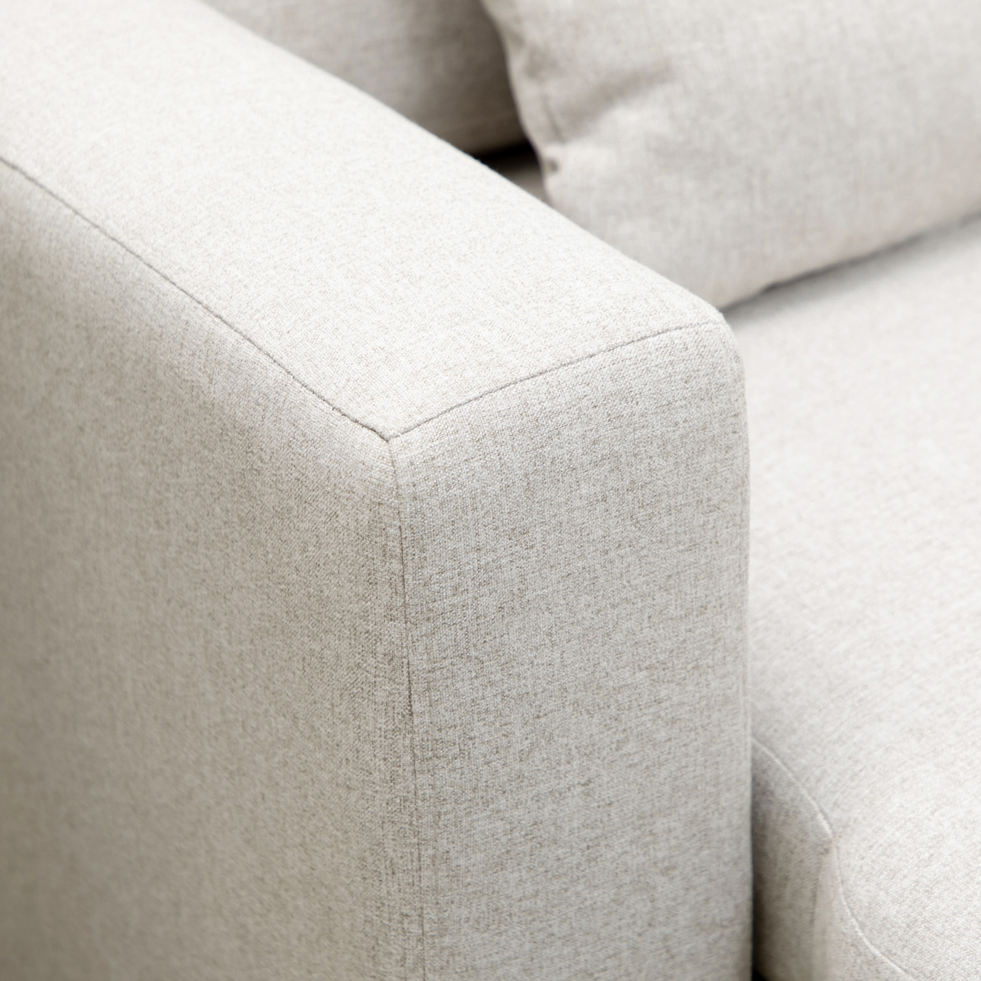 Ecksofa mit Bettfunktion, Eckcouch inklusive 2er-Sitz Sofa, Einzelbett, L-Form mit Stauraum, 2 Kissen Cremeweiß