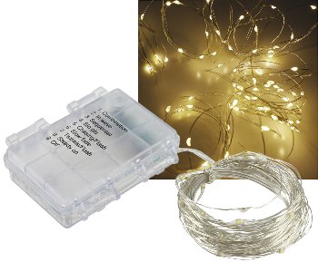 LED Batterie-Lichterkette "SilverWire80", 80 micro LEDs, 8m, warmweiß, IP44 LED Batterie-Lichterkette "SilverWire80", 80 micro LEDs, 8m, warmweiß, IP44