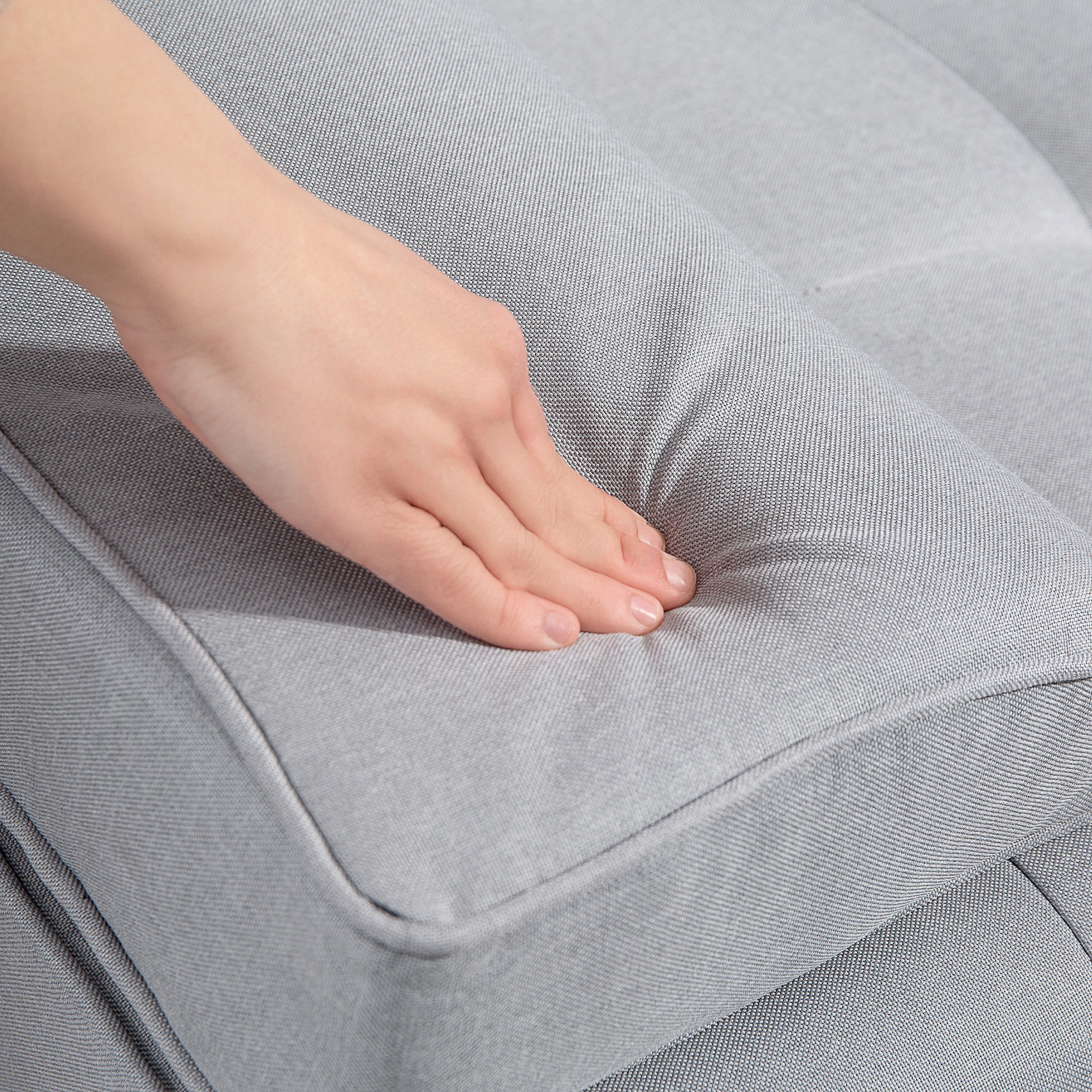 Schlafsofa, 3-Sitzer-Sofa, Bettsofa mit Klappbarem Tisch, Stoffsofa mit Leinenoptik, Schlafcouch mit Becherhalter, im Skandi-Design, bis 250 kg Belastbar, Hellgrau