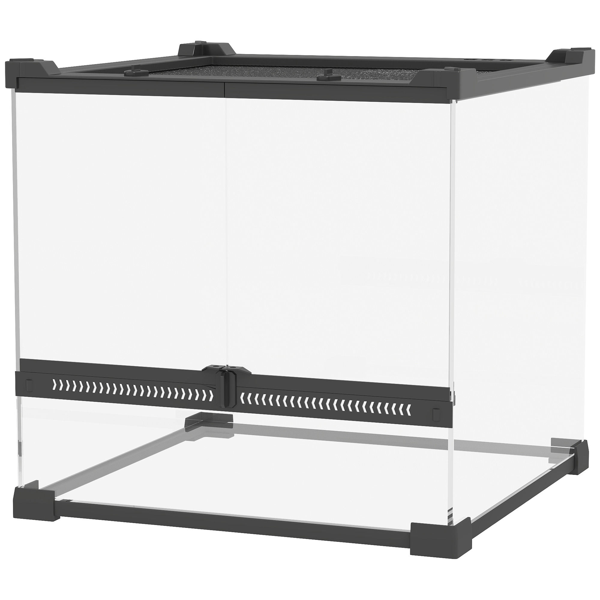 Glas-Terrarium für Reptilien, erhöhter & wasserdichter Boden, Knopfschloss