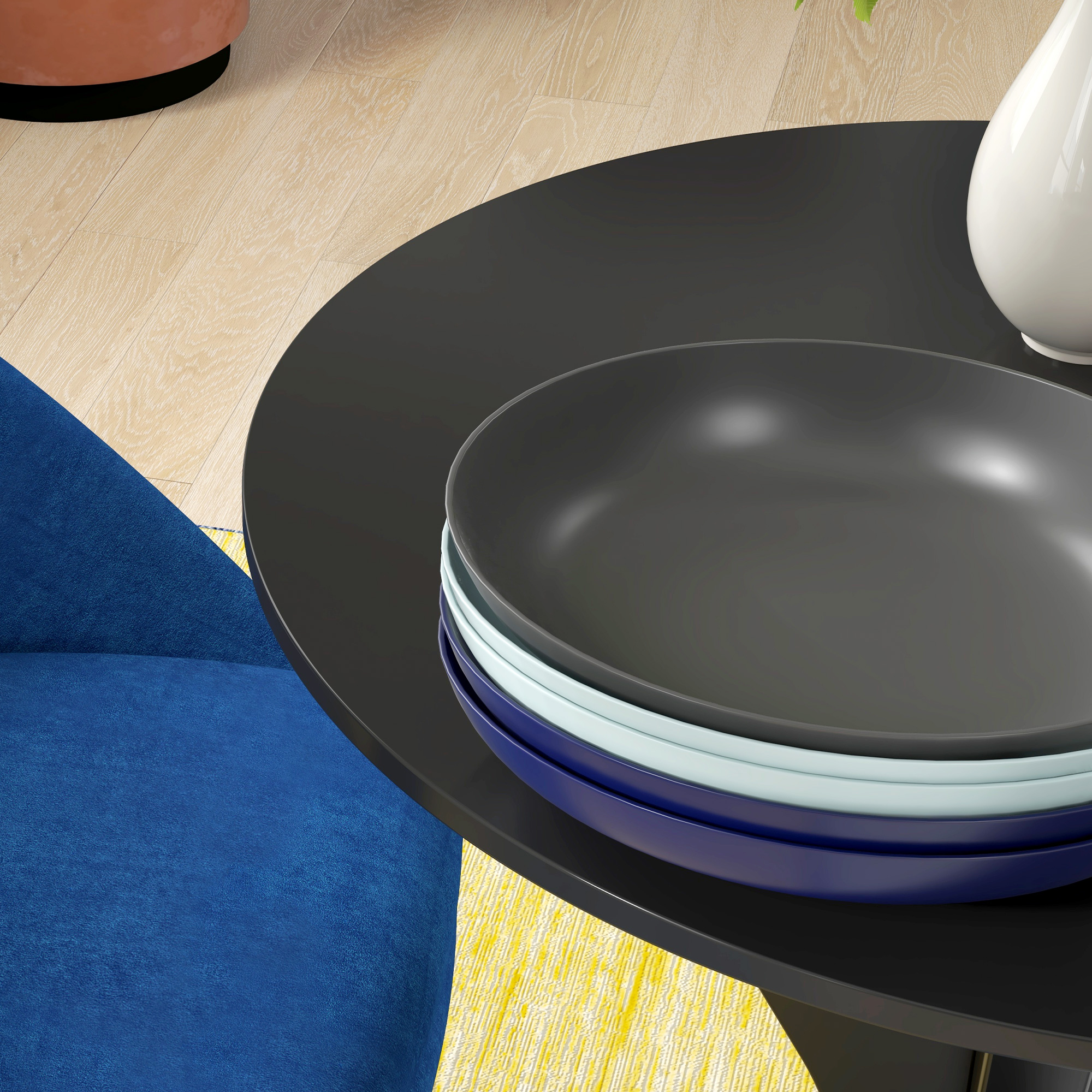 Esstisch Küchentisch Runder Tisch, Modernes Design, 78 cm x 78 cm x 75 cm, Schwarz