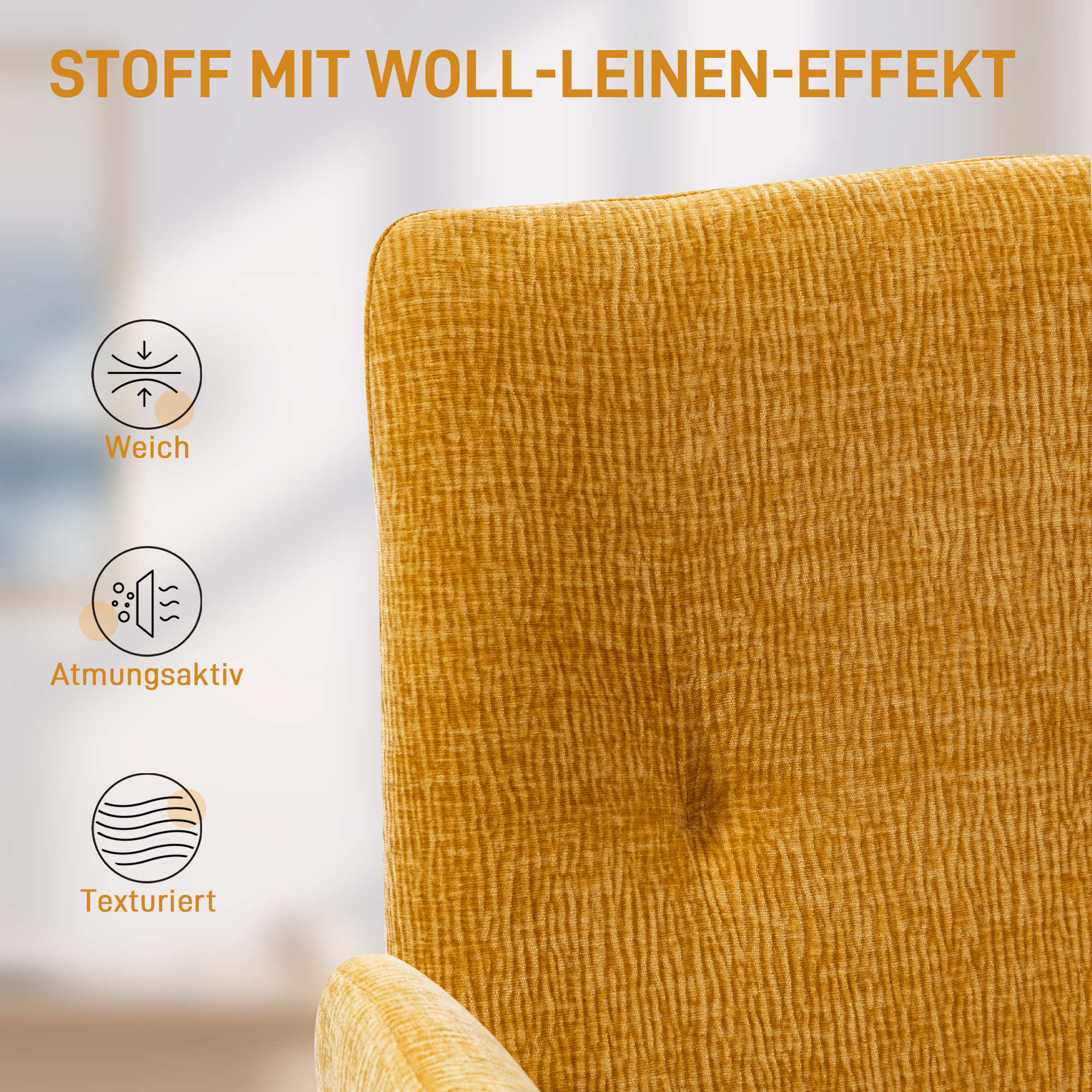 Polstersessel, Akzentsessel, modernes Design, drehbar, bis 120 kg, Gelb