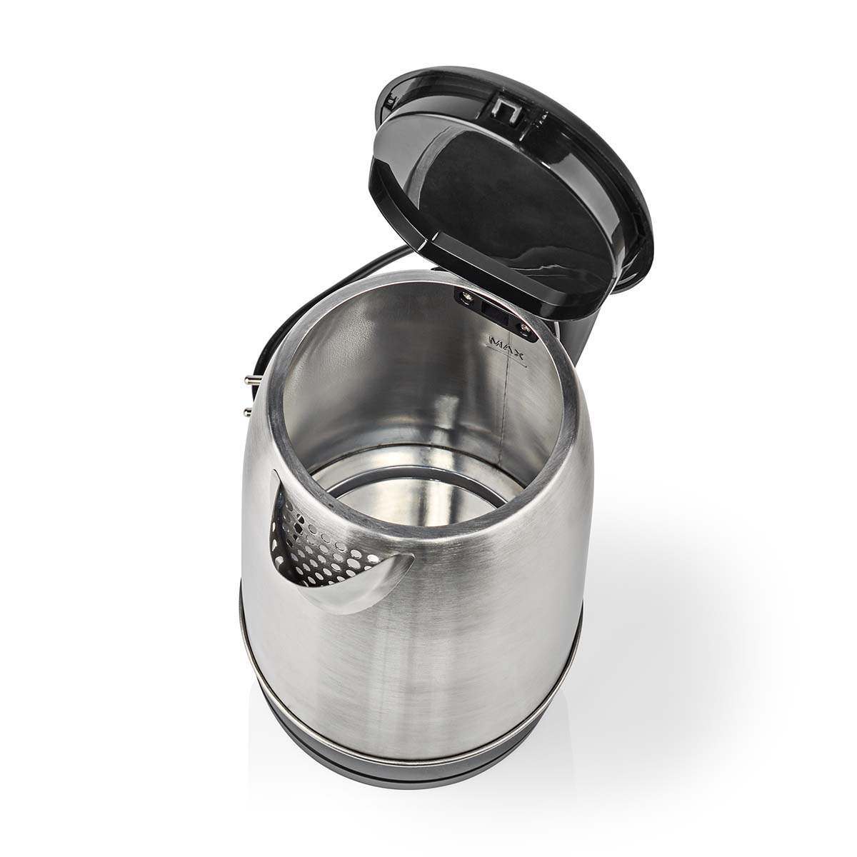 Wasserkocher | 1.7 l | Edelstahl | Aluminium / schwarz | Um 360 Grad drehbar | Verdecktes Heizelement | Strix Controller | Boil-dry protection
