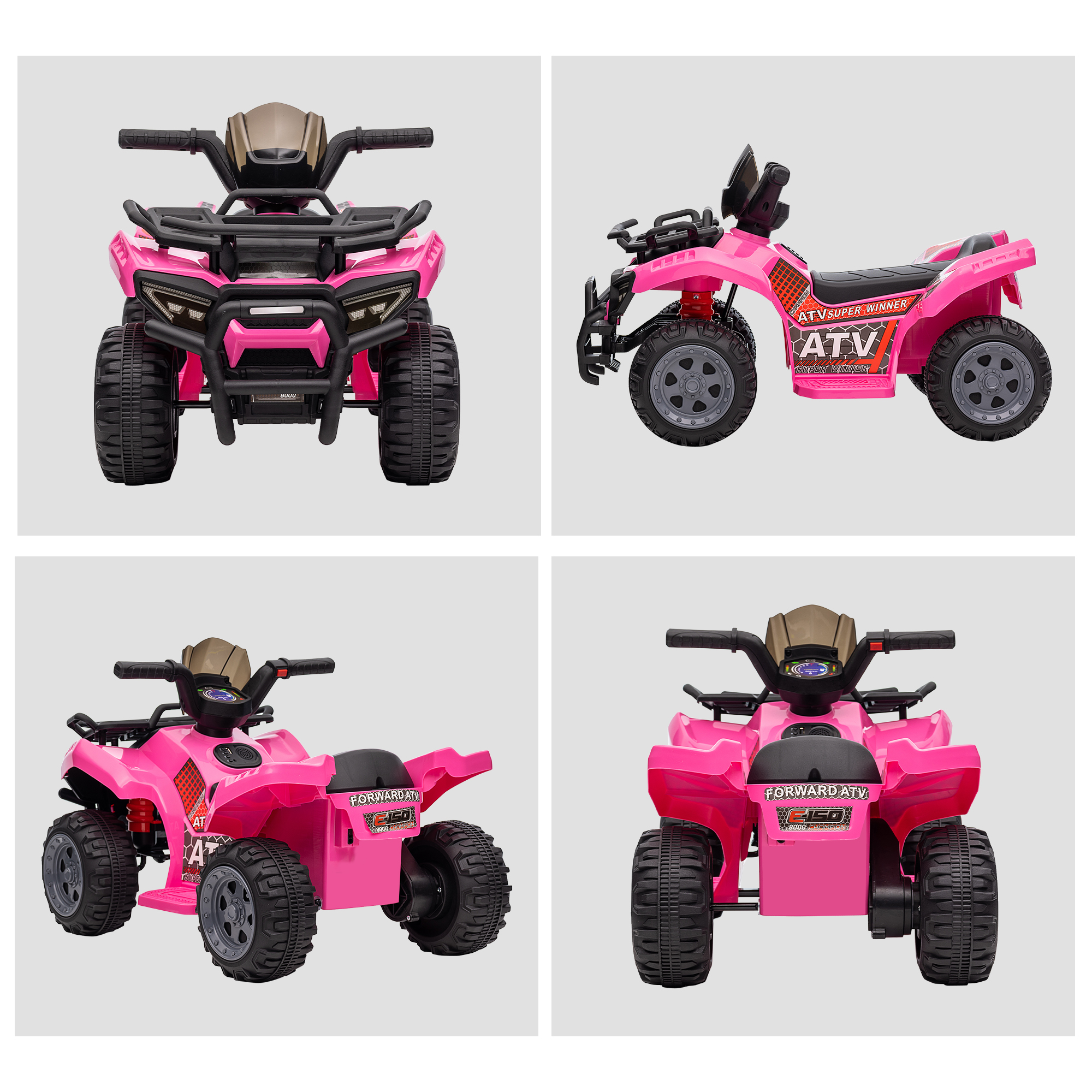 Kinderquad 6V Kinderquad mit Vorwärtsfunktion, Musik, Elektro-Quad für Kinder 1,5-3 Jahre Rosa