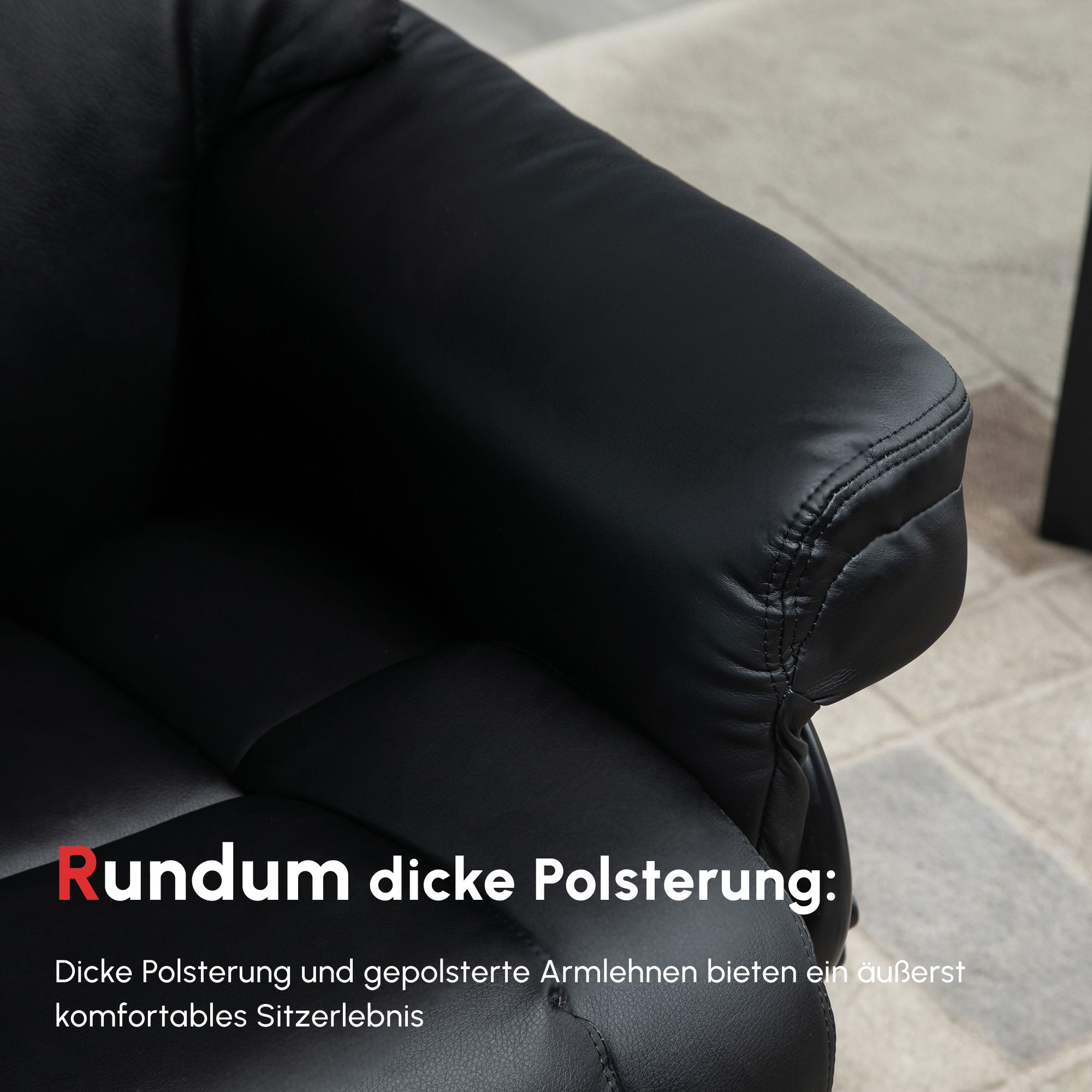 Relaxsessel mit Hocker, Liegefunktion, drehbar, bis 160 kg, Kunstleder, Metallrahmen, schwarz, 80 x 79 x 100 cm