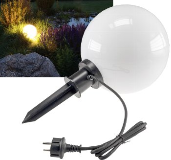 Garten Kugelleuchte Erdspieß "CT-GL30cm", IP44, 230V, 1,5m Kabel, E27 Fassung Garten Kugelleuchte Erdspieß "CT-GL30cm", IP44, 230V, 1,5m Kabel, E27 Fassung