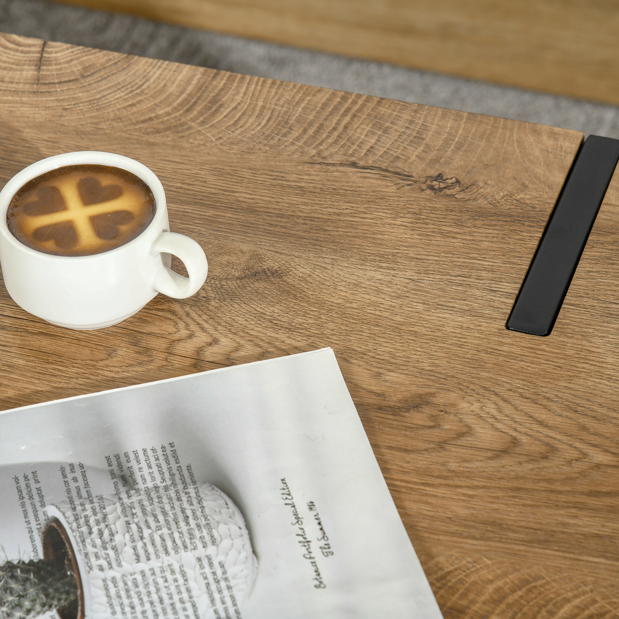 Couchtisch im Industriedesign 105 cm x 60 cm x 42 cm Schwarz + Braun