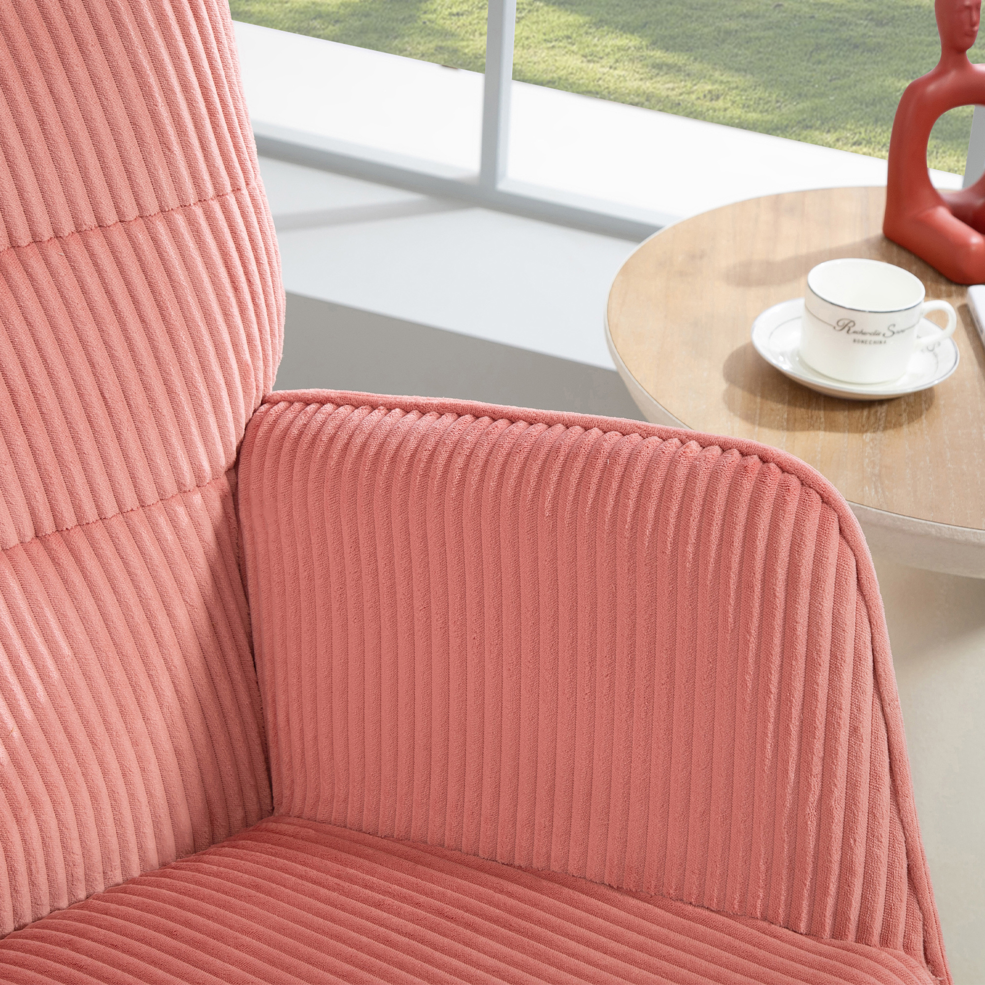 Schaukelstuhl, Relaxsessel, Schaukelsessel, belastbar bis 120 kg, Polyester, 98 x 71 x 101 cm, Rosa
