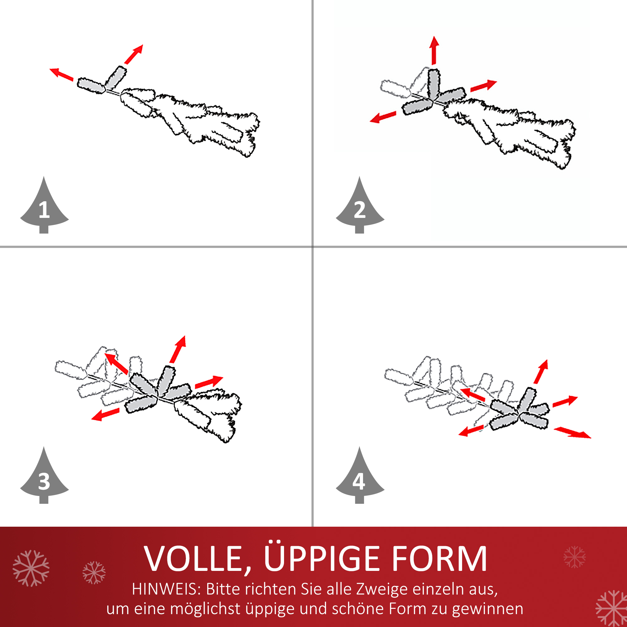 Mini-Weihnachtsbaum Weihnachtsdekoration Weihnachtsdeko, inkl, Weihnachtskugeln und LED-Lichter 60 cm, Mehrfarbig
