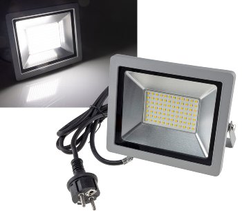 LED-Fluter SlimLine "CTF-SLT 50" silber, 50W, 5220lm, 4000K, neutralweiß, IP44 LED-Fluter SlimLine "CTF-SLT 50" silber, 50W, 5220lm, 4000K, neutralweiß, IP44