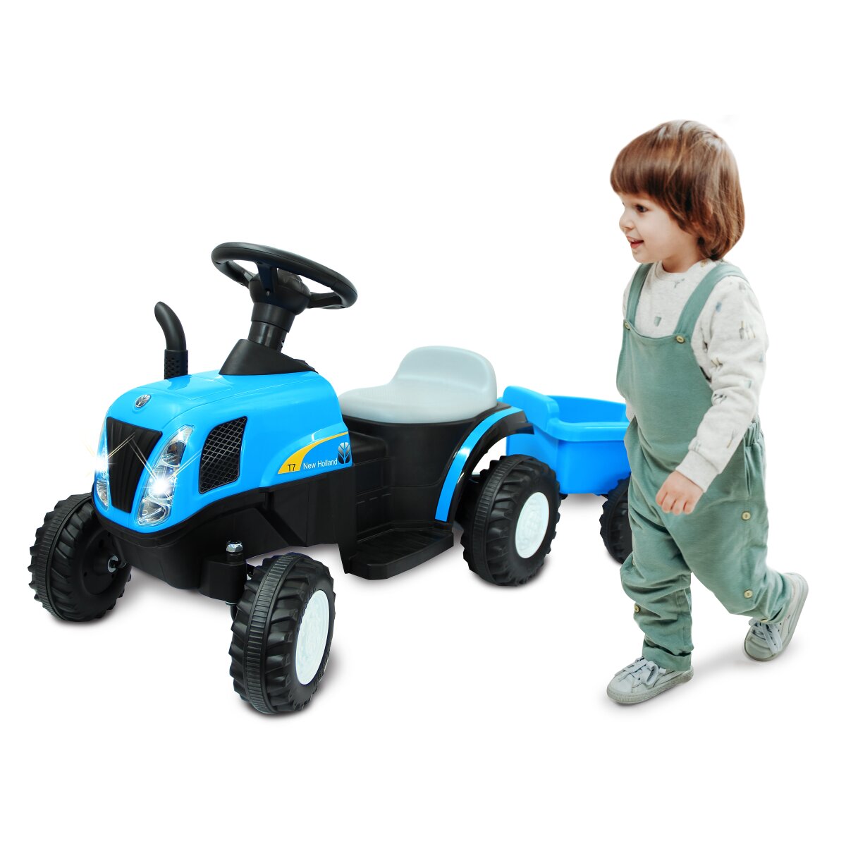 Kinderfahrzeug Traktor New Holland mit Anhänger blau Kinderfahrzeug Traktor New Holland mit Anhänger blau