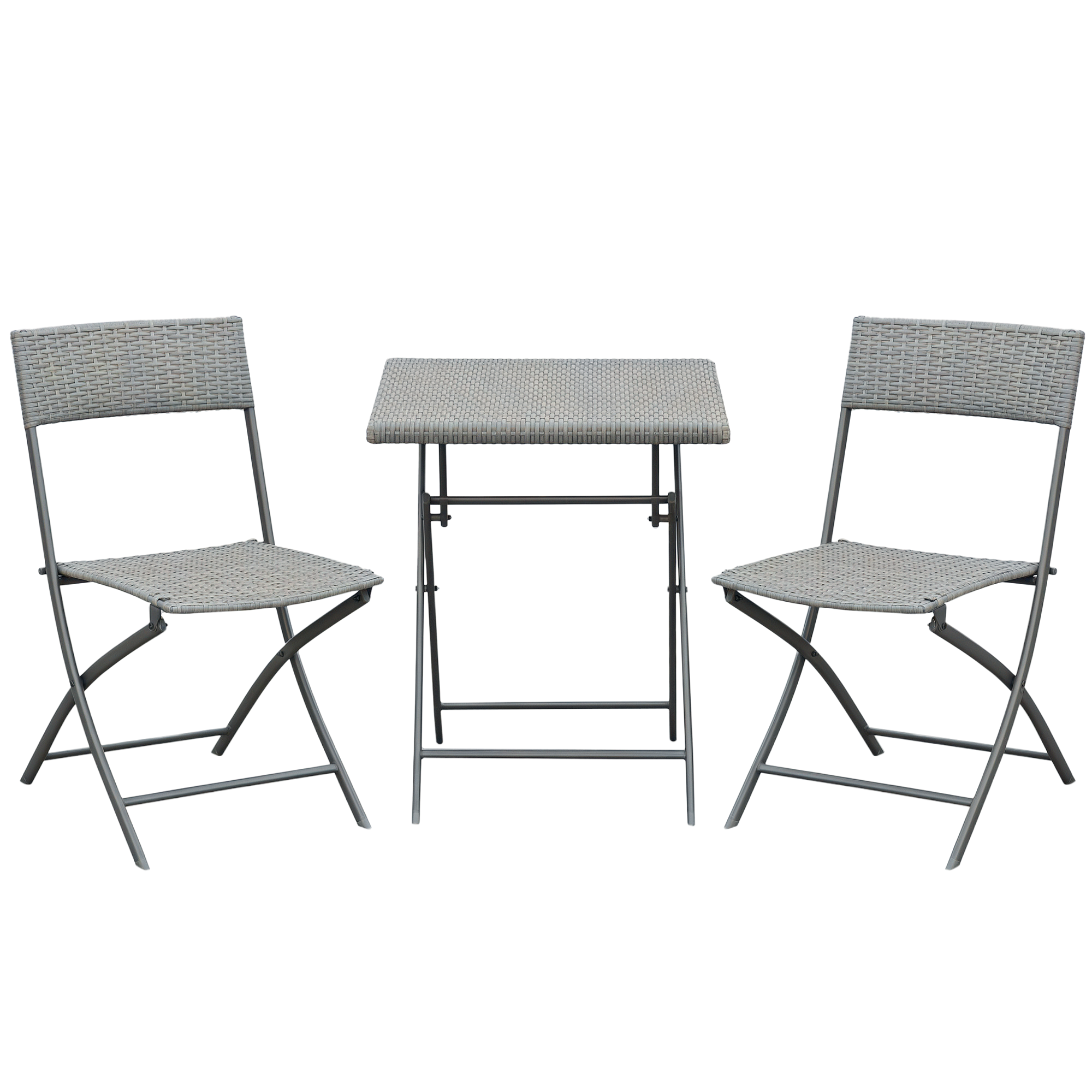 Polyrattan Bistroset für 2 Personen Sitzgruppe Rattan Gartenmöbel Set Garnitur Grau