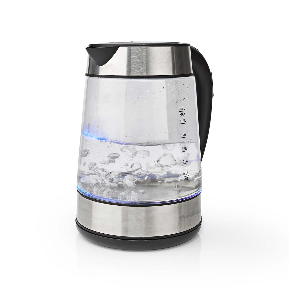 Wasserkocher | 1.7 l | Glas | Transparent | 60,70,80,90,100 °C | Temperaturanzeige | Um 360 Grad drehbar | Verdecktes Heizelement | Strix Controller | Boil-dry protection