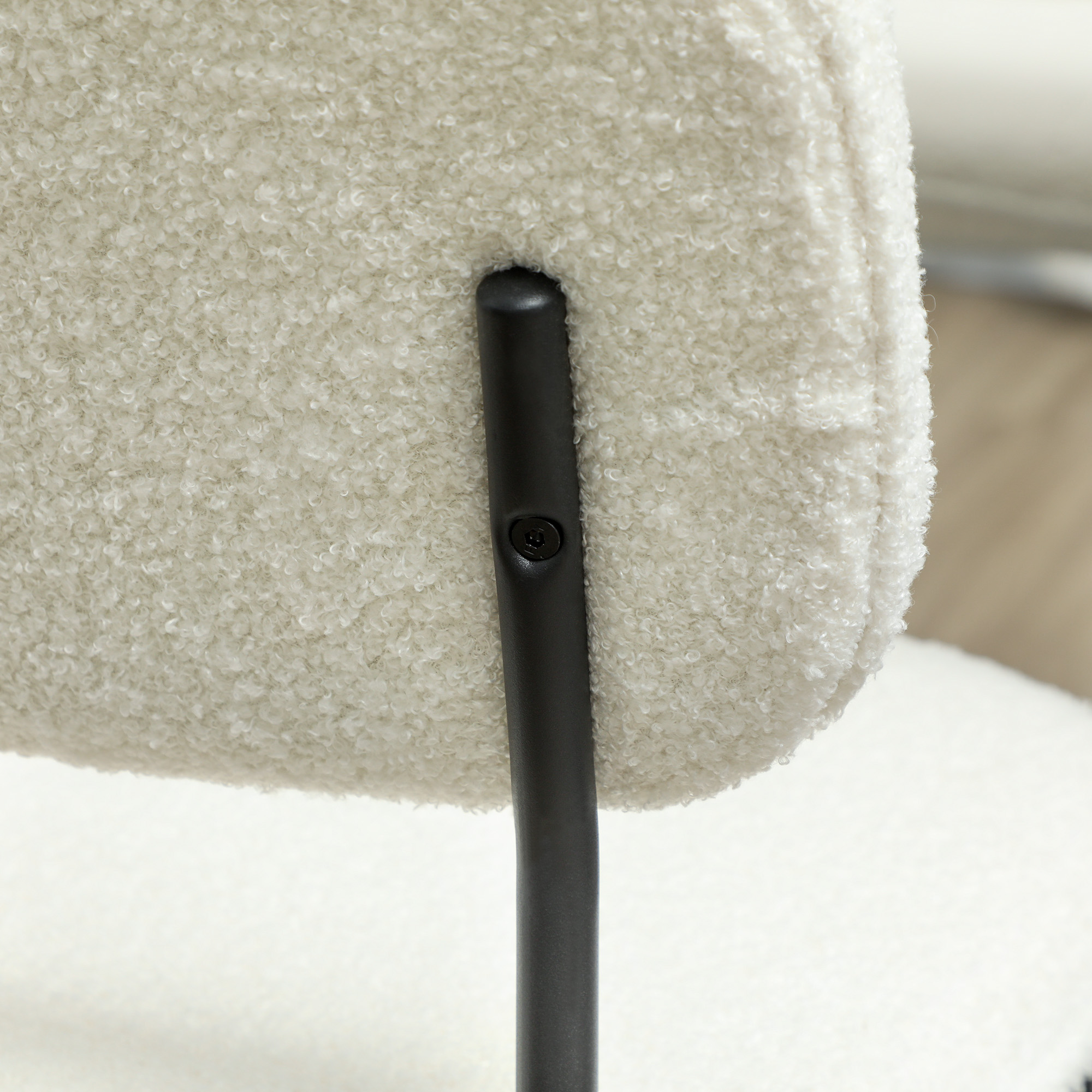 4er-Set Esszimmerstühle, weicher Stoffbezug, Stahlbeine, armloses Design, Weiß