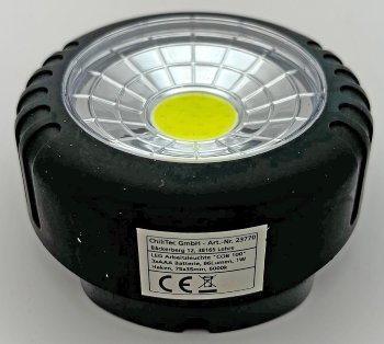 LED Arbeitsleuchte mit Magnet "COB 100", 3x AAA Batterie, Haken, 75x35mm, 6000k