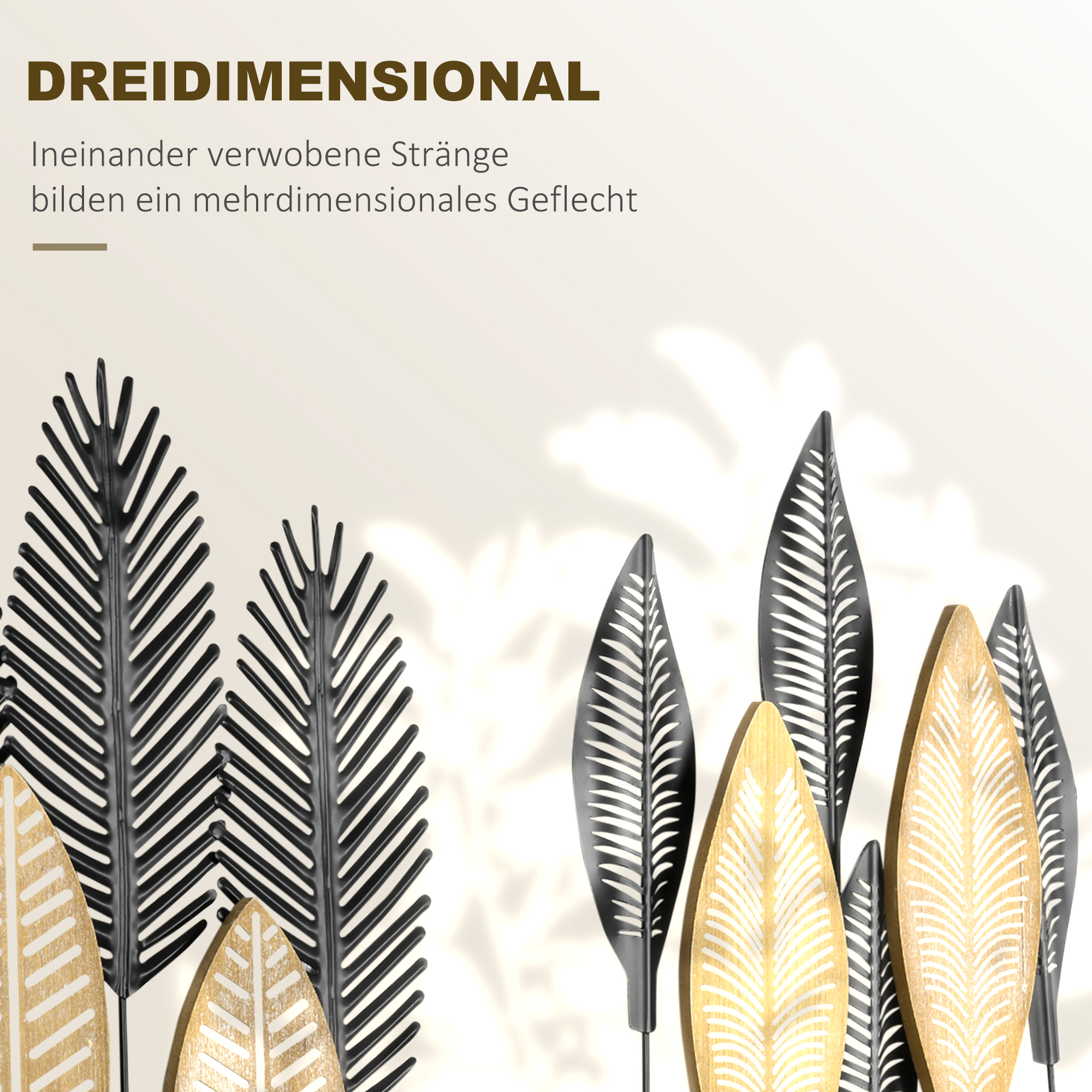 3D -Wandbilder 2er-Set Moderne Wanddekoration Metall Natur + Schwarz