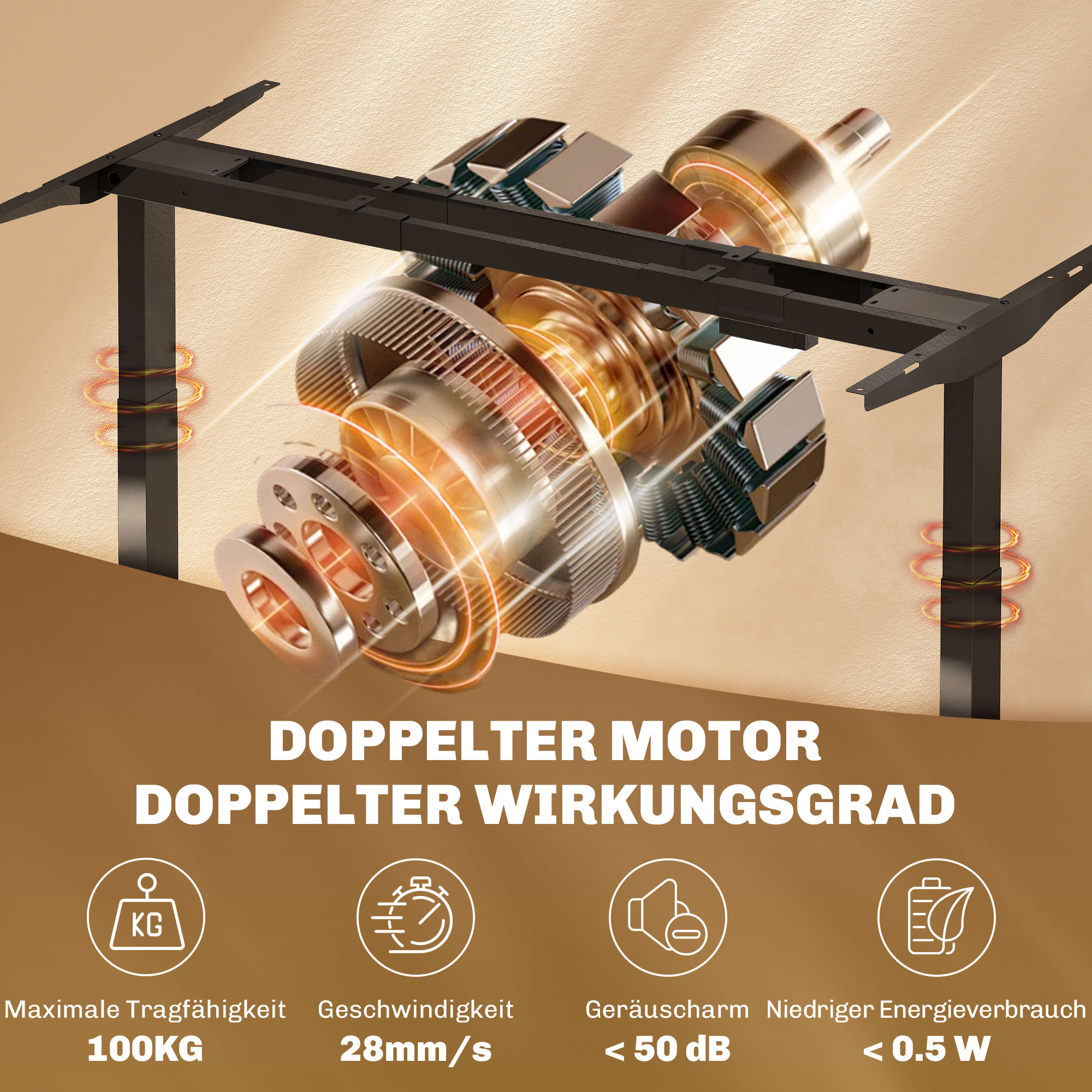 Elektrisches Schreibtischgestell, höhenverstellbar, mit Speicherfunktion, Stahl, Schwarz