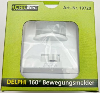 DELPHI Bewegungsmelder 160°, weiß, LED geeignet,  250V~, Unterputz, 3-Draht