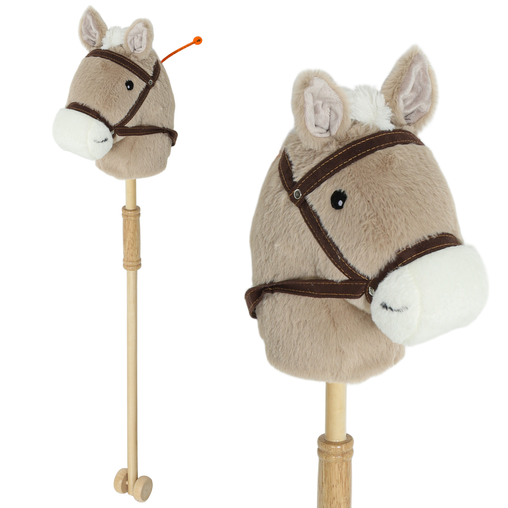 Steckenpferd Kinder Steckenpferde mit Sound, Rolle, Stockpferd zum Reiten für Kinder 24+ Monate, Grau