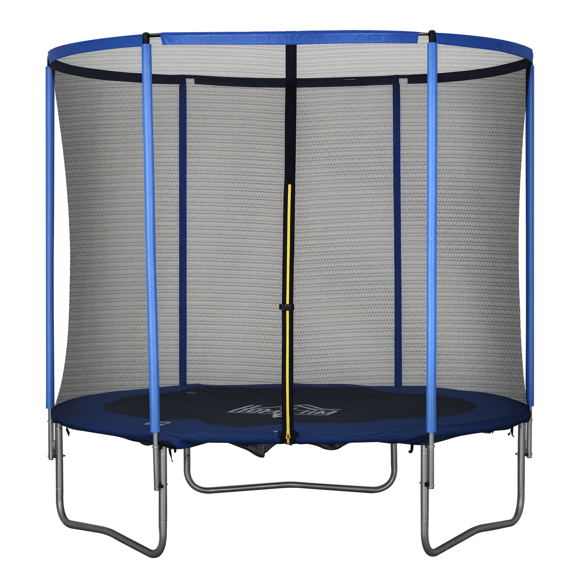 Trampolin mit Sicherheitsnetz Gartentrampolin für Innen- und Außenbereich Fitnesstrampolin für Jugendliche und Erwachsene Stahl Blau+Schwarz bis 113,6 kg Ø244 x 240H cm