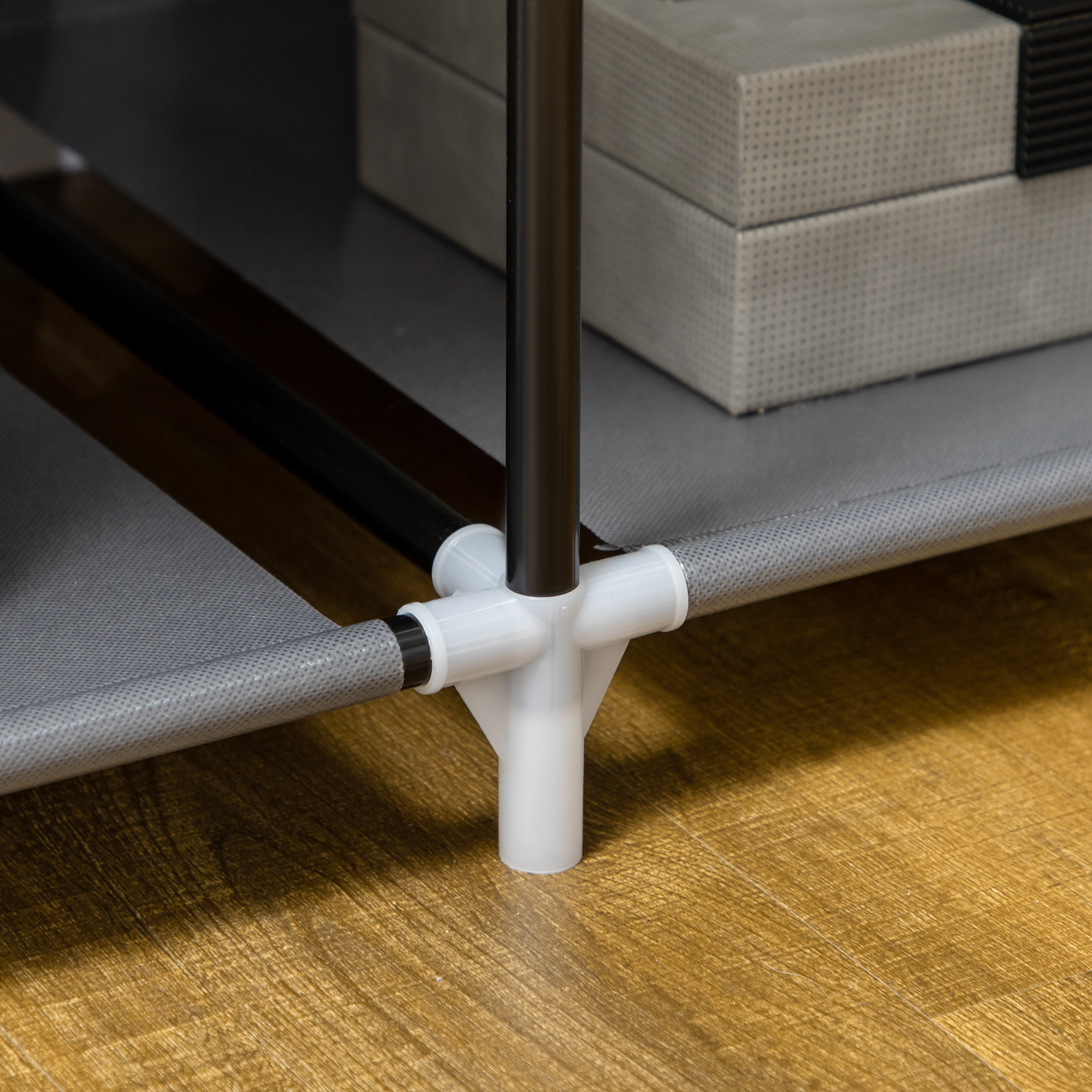 Schrank aus Stoff, Aufbewahrungslösung, 6 Regale, 1 Kleiderstange, Dunkelgrau