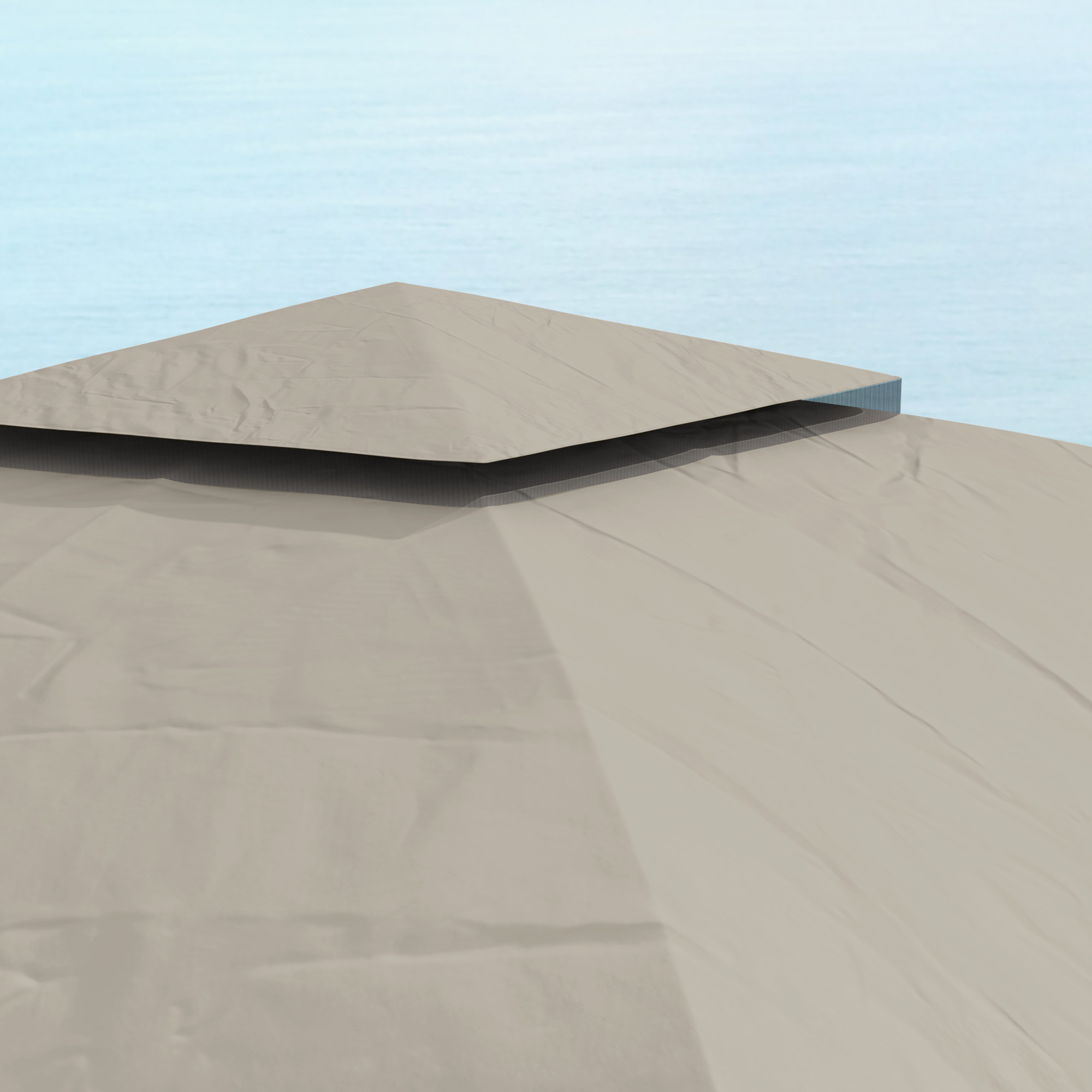 3,4 x 3,4 m Gartenpavillon, Bierzelt mit Lüftungsdach, Bogenfenstern, Stahlgestell, Hellgrau