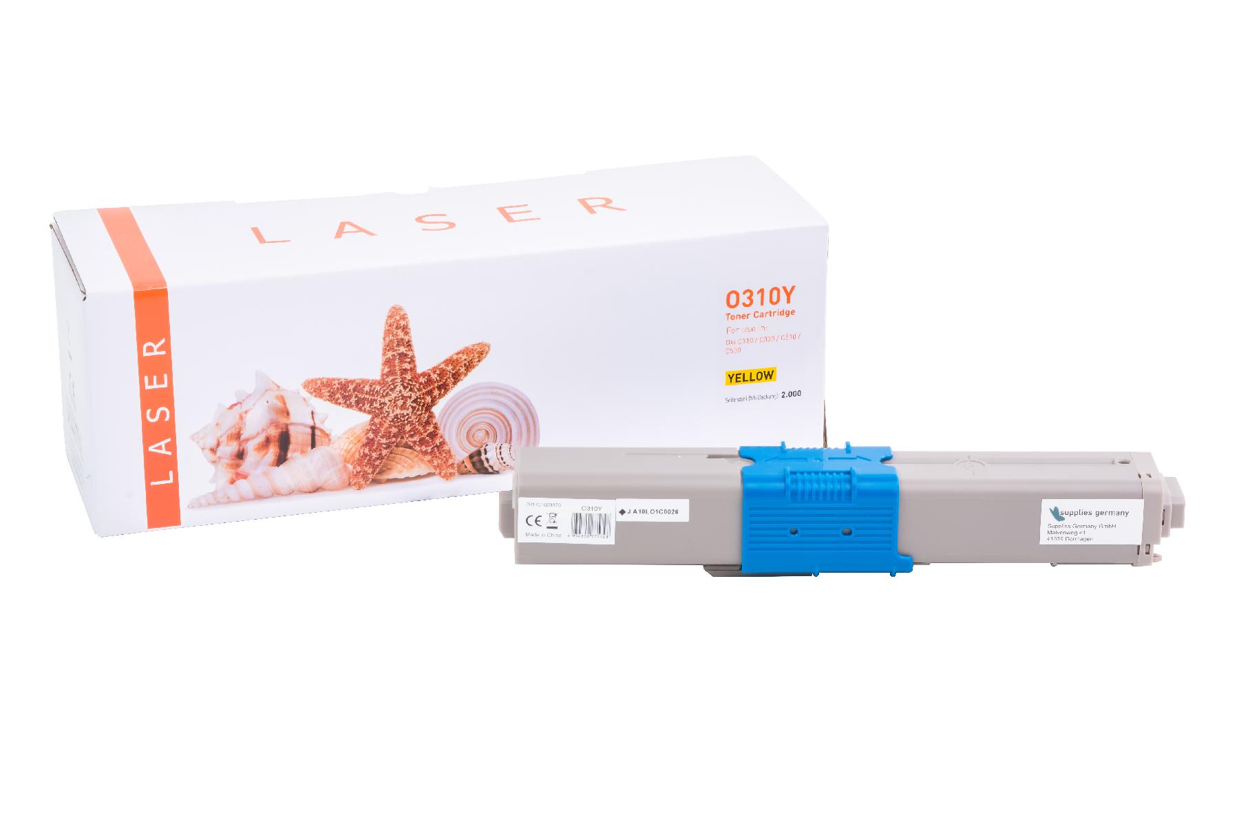 C310Y alternativ Toner gelb für OKI  / 44469704 / 2.000 Seiten