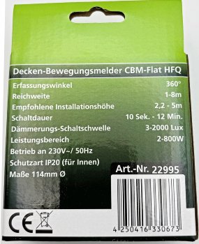 Bewegungsmelder Aufputz HF "CBM-HFQ", LED geeignet, 8m Detektion, 800W, weiß