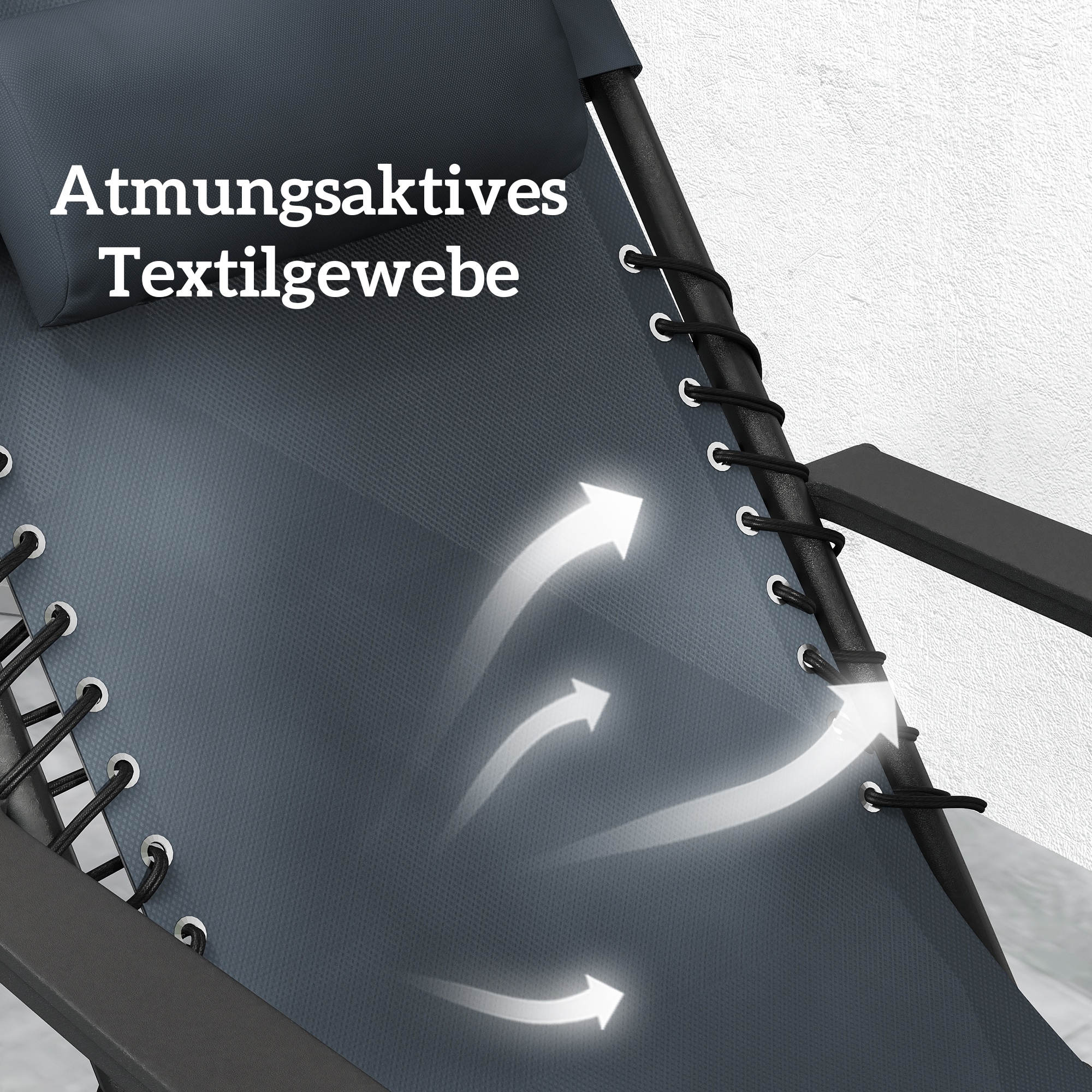 Sonnenliege 2er Set klappbar Zero Gravity Liegestuhl mit Kopfstützen Beistelltisch inklusive 2 Getränkehalter