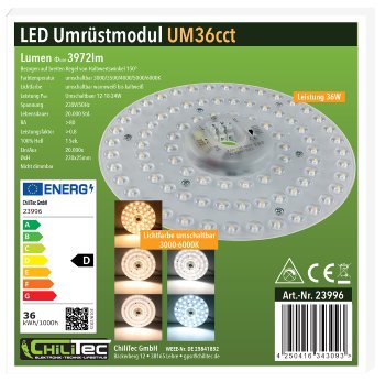 LED Umrüstmodul "UM36cct" für Leuchten, Ø 23cm, 36W, Magnethalter