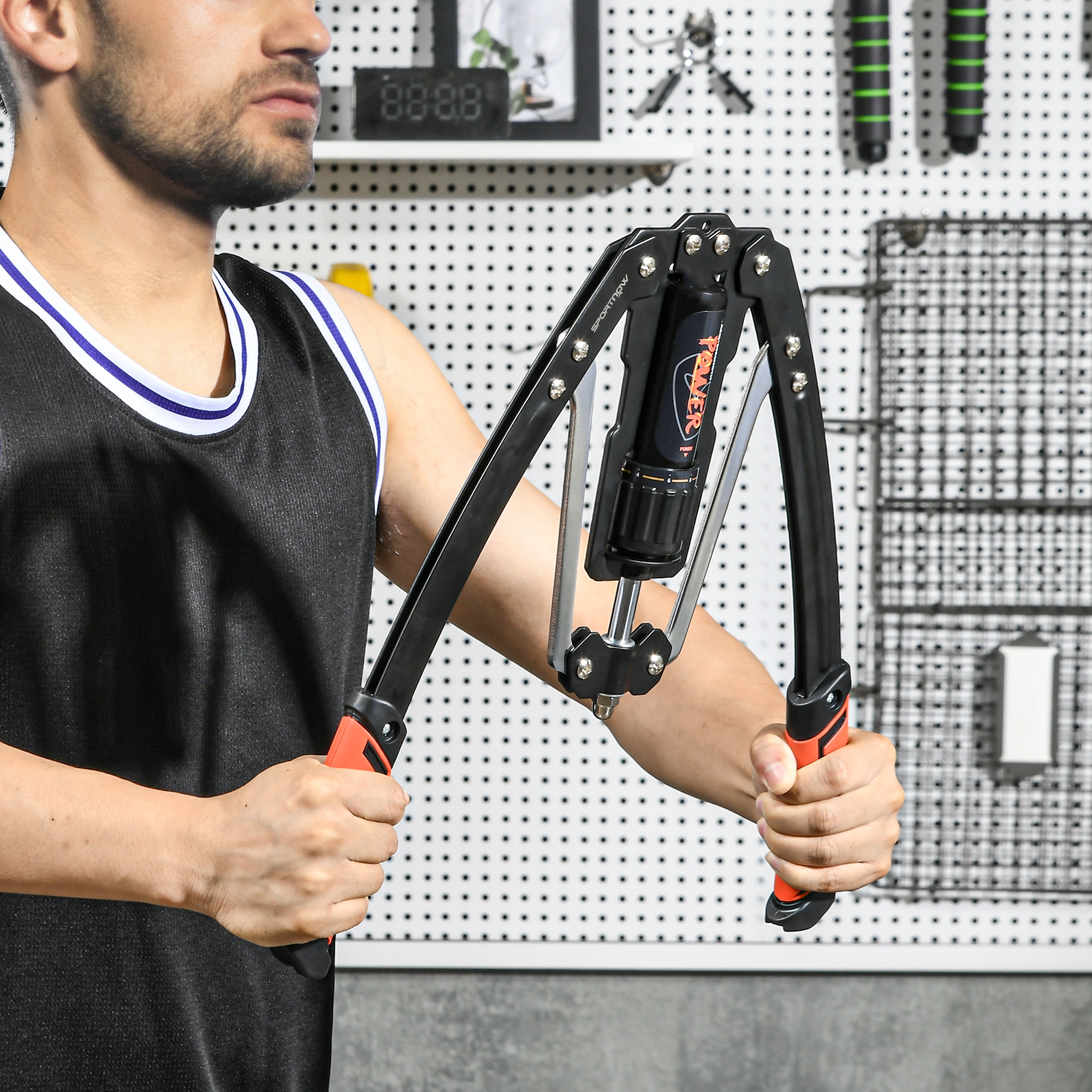 Power Twister 10-200kg Armtrainer Einstellbare Hydraulische Armtrainingsgerät 43 x 16 x 5 cm Schwarz+Rot