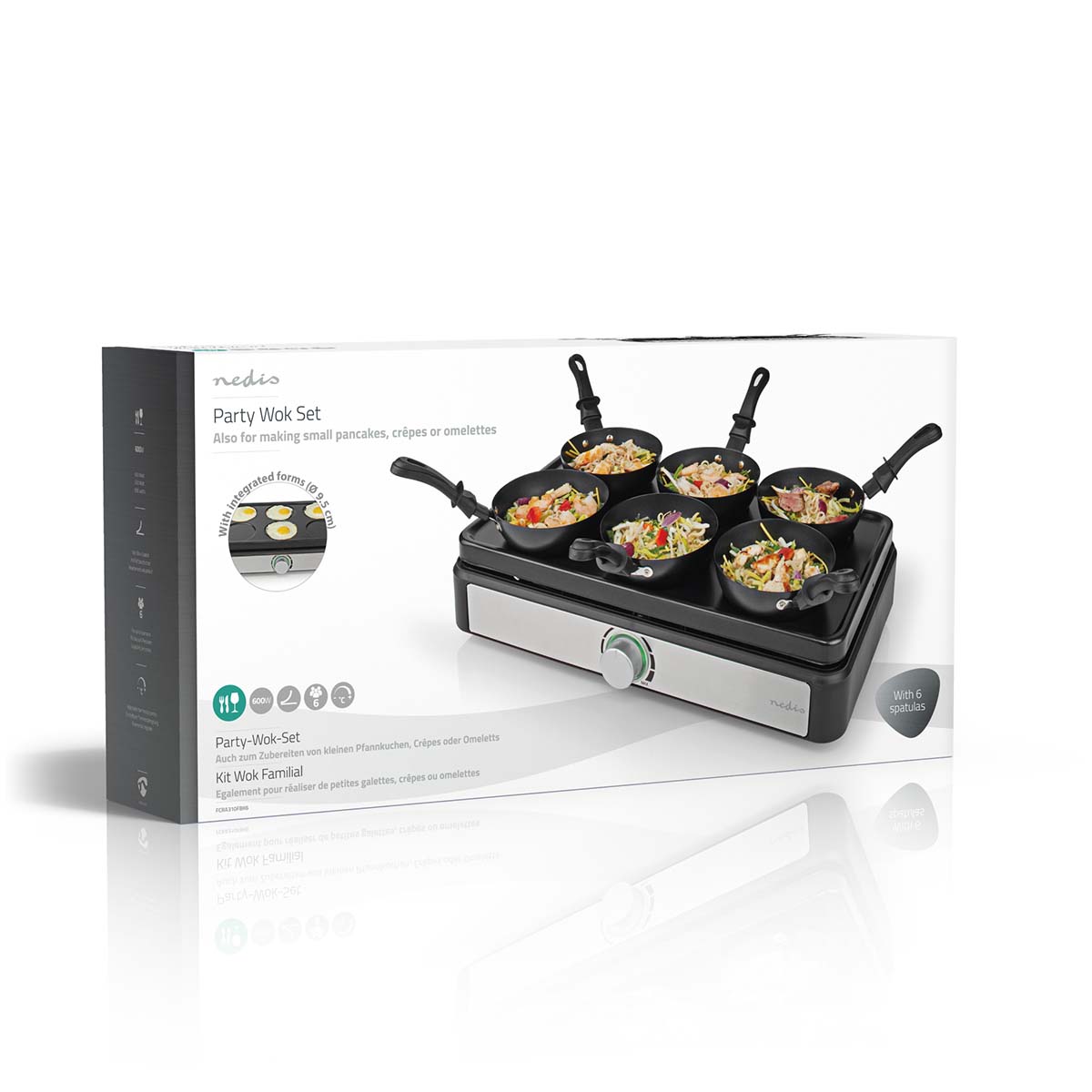 Party-Wok-Set | Grill | 6 Personen | Spatel | Zemperatureinstellungen | Antihaft-Beschichtung | Rechteck