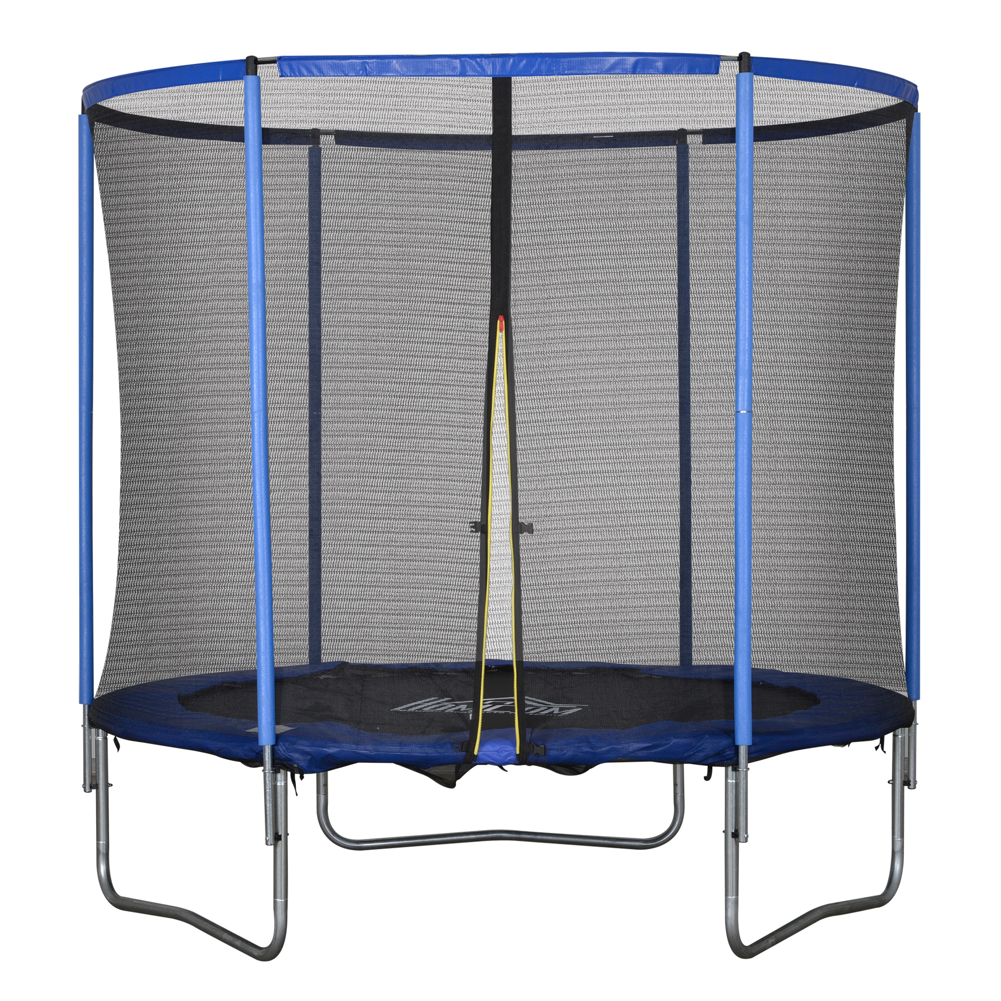 Trampolin mit Sicherheitsnetz Gartentrampolin für Innen- und Außenbereich Fitnesstrampolin für Jugendliche und Erwachsene Stahl Blau+Schwarz bis 113,6 kg Ø244 x 240H cm