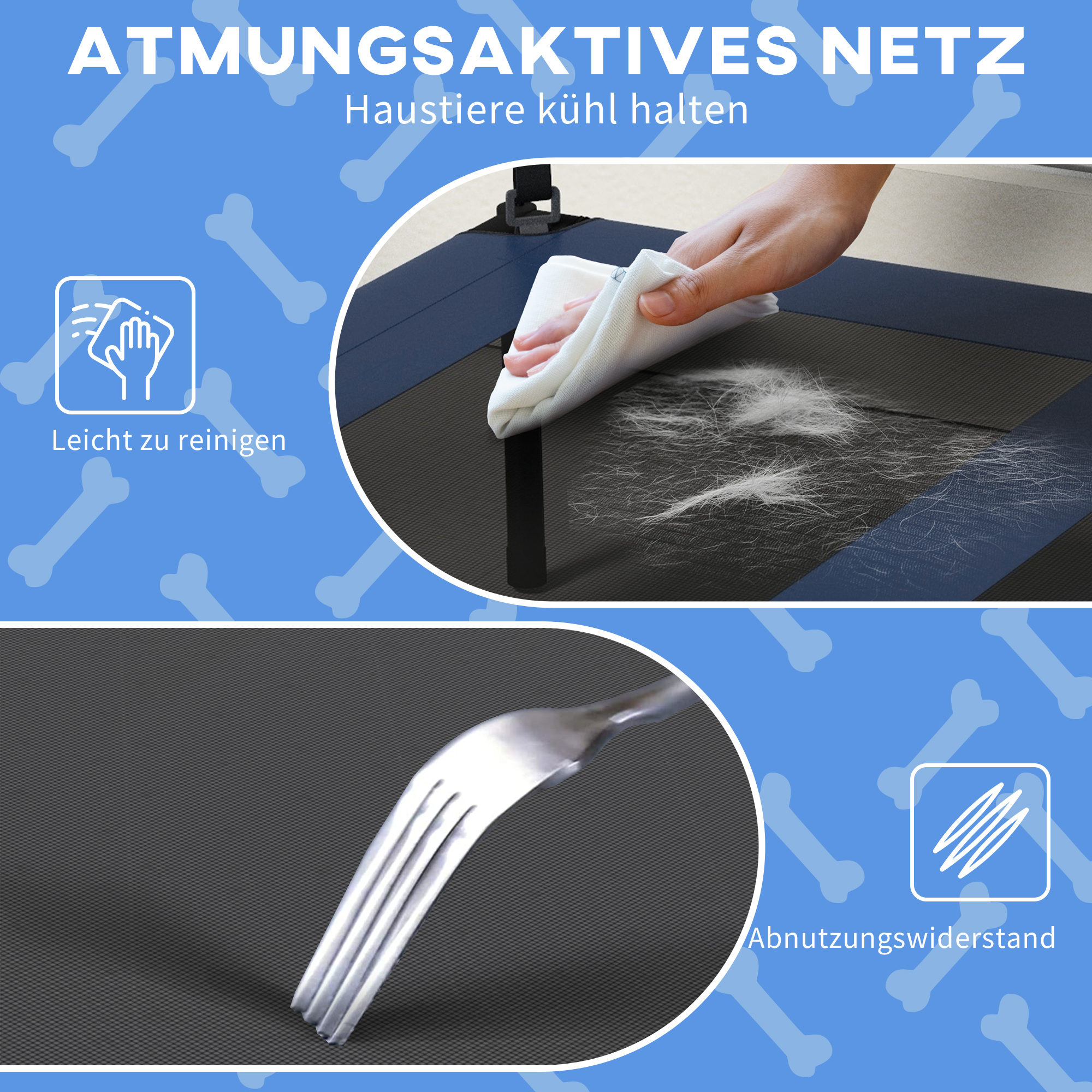 Hundebett mit Dach, atmungsaktiv, wasserabweisend, bis 30 kg, 91 x 76 x 89 cm, Dunkelblau