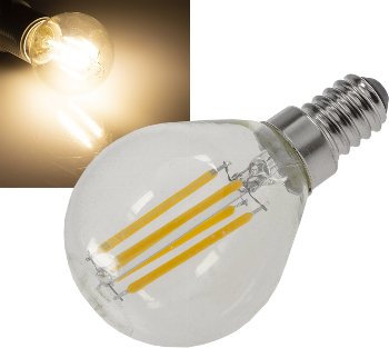 LED Tropfenlampe E14 "Filament T4", 3000k, 500lm, 230V/4W, warmweiß