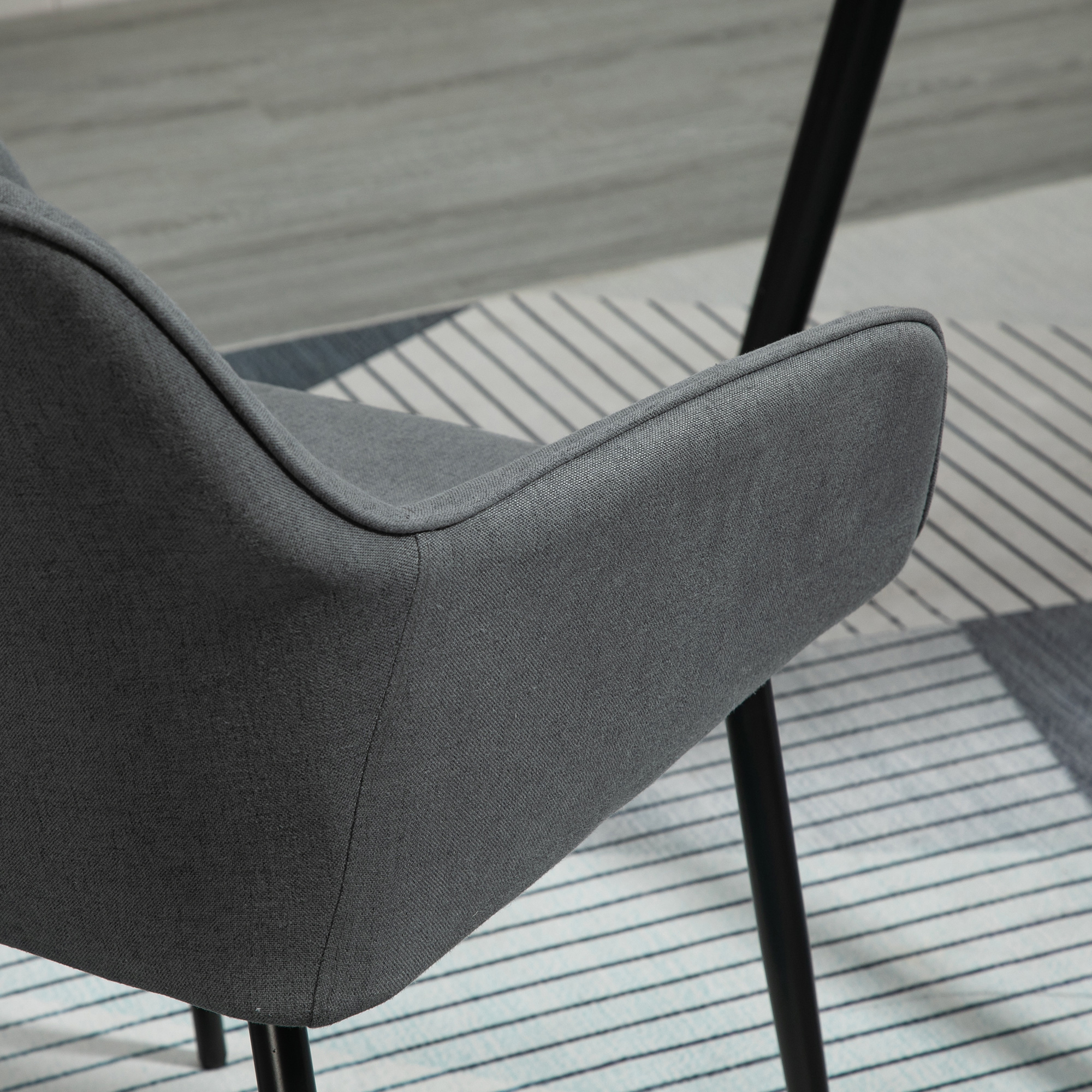 2er Set Esszimmerstühle Essstühle Polsterstuhl mit atmungsaktivem Leinenbezug Wohnzimmerstuhl Sessel Küchenstuhl mit Rückenlehne Armlehne Leinen Dunkelgrau 59,5 x 56,5 x 81 cm