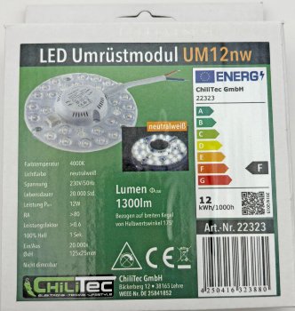 LED Umrüstmodul "UM12nw" für Leuchten, Ø125mm, 12W, 1300lm, 4000K, Magnethalter