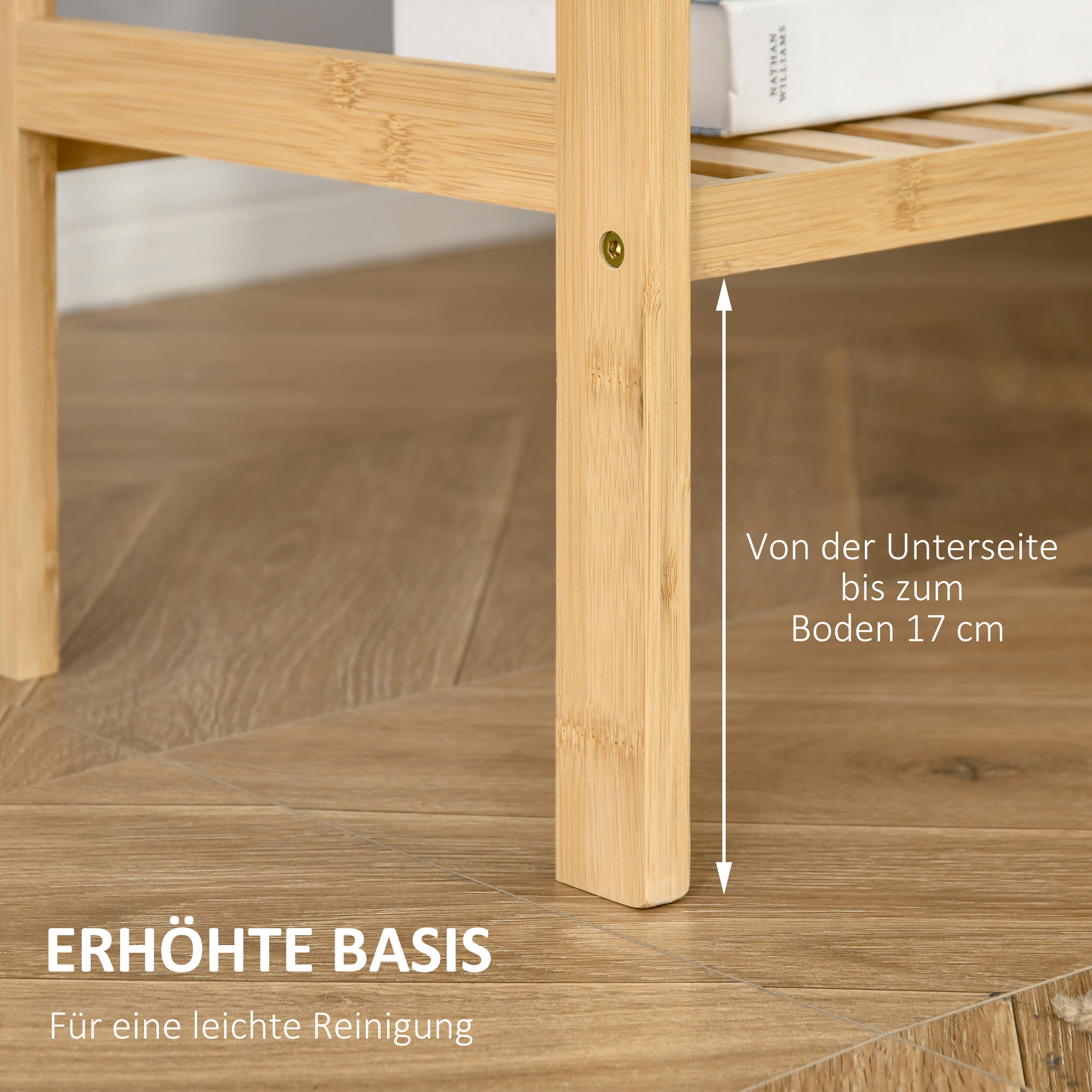 Standregal Bücherregal 4-stufiges Bambusregal Büroregal Lagerregal Aktenregal Küchenregal für Bad Küche Wohnzimmer Schlafzimmer Bambus Natur 62 x 33 x 112 cm