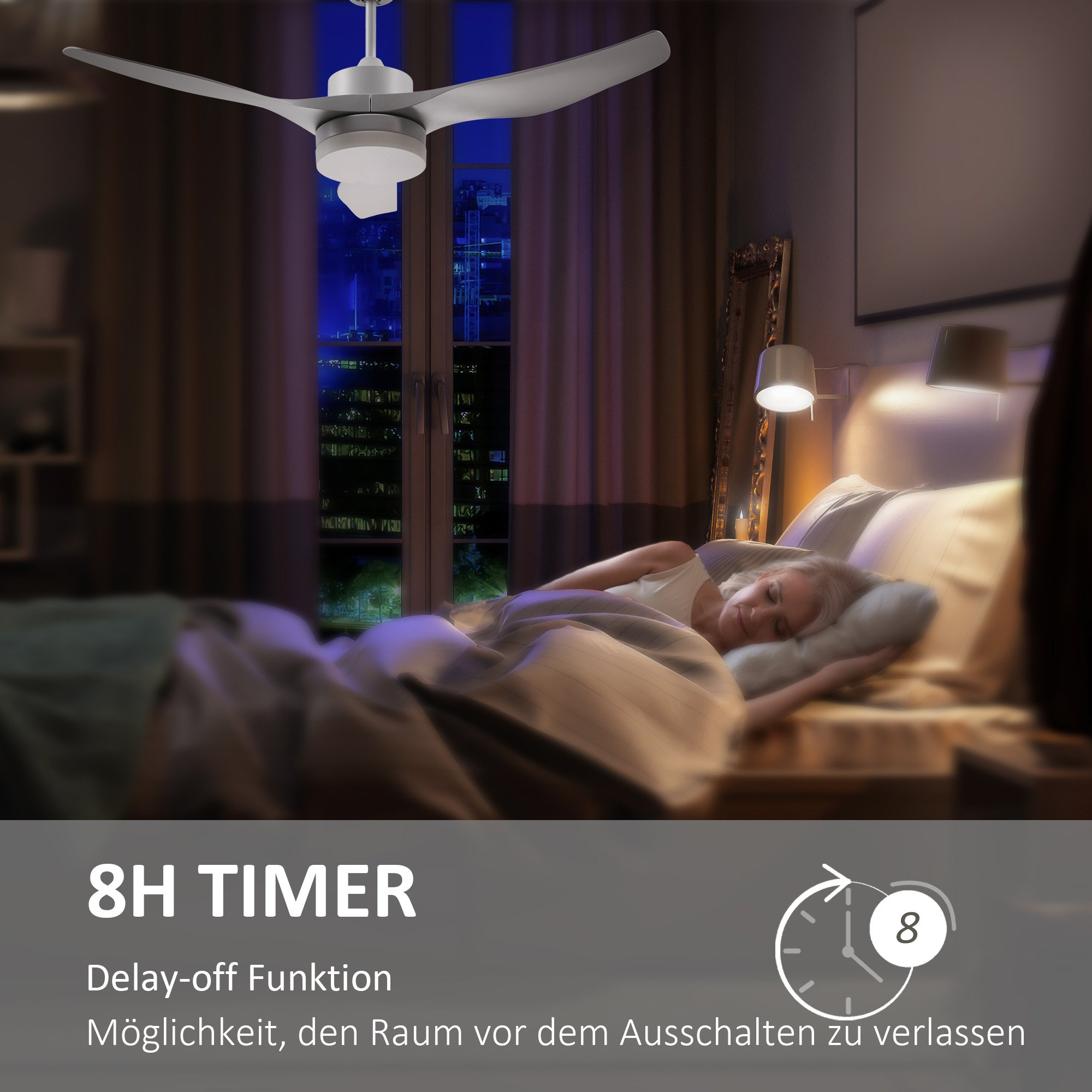 Deckenventilator mit LED-Licht, 2-in-1 Design, mit Timer, Fernbedienung, Deckenlampe mit Ventilator, Weiß