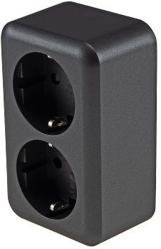 FASKO Doppel-Steckdose, AP, Anthrazit, 250V~/ 16A, Aufputz, Schraubanschluss FASKO Doppel-Steckdose, AP, Anthrazit, 250V~/ 16A, Aufputz, Schraubanschluss