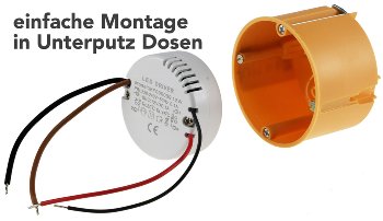 LED-Trafo "CT-12E-V2R", 0,5-12W rund, Ein 220-240V, Aus 12V= Konstantspannung