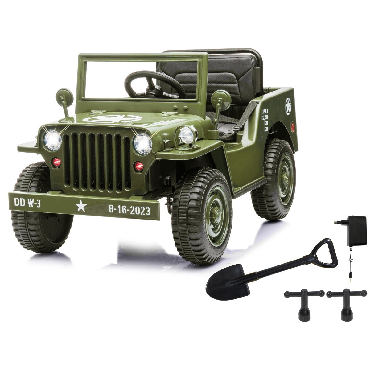 Kinderfahrzeug Jeep Willys MB Army grün