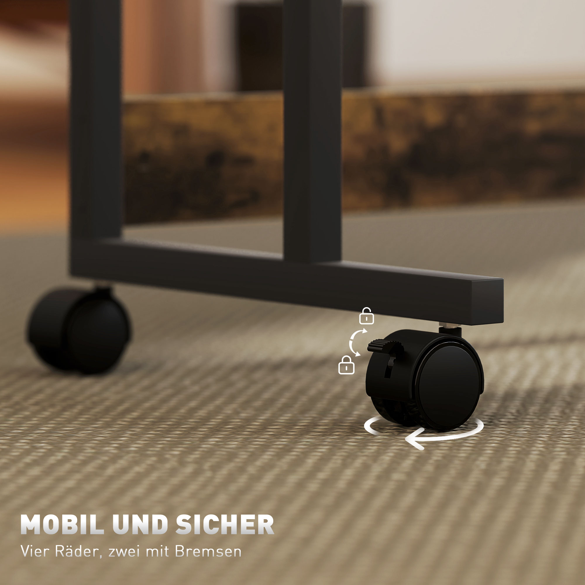 Höhenverstellbares Stehpult mit neigbarer Tischplatte, Rädern, Aufbewahrungsregal, zum Schreiben, Lesen, Zeichnen, Braun