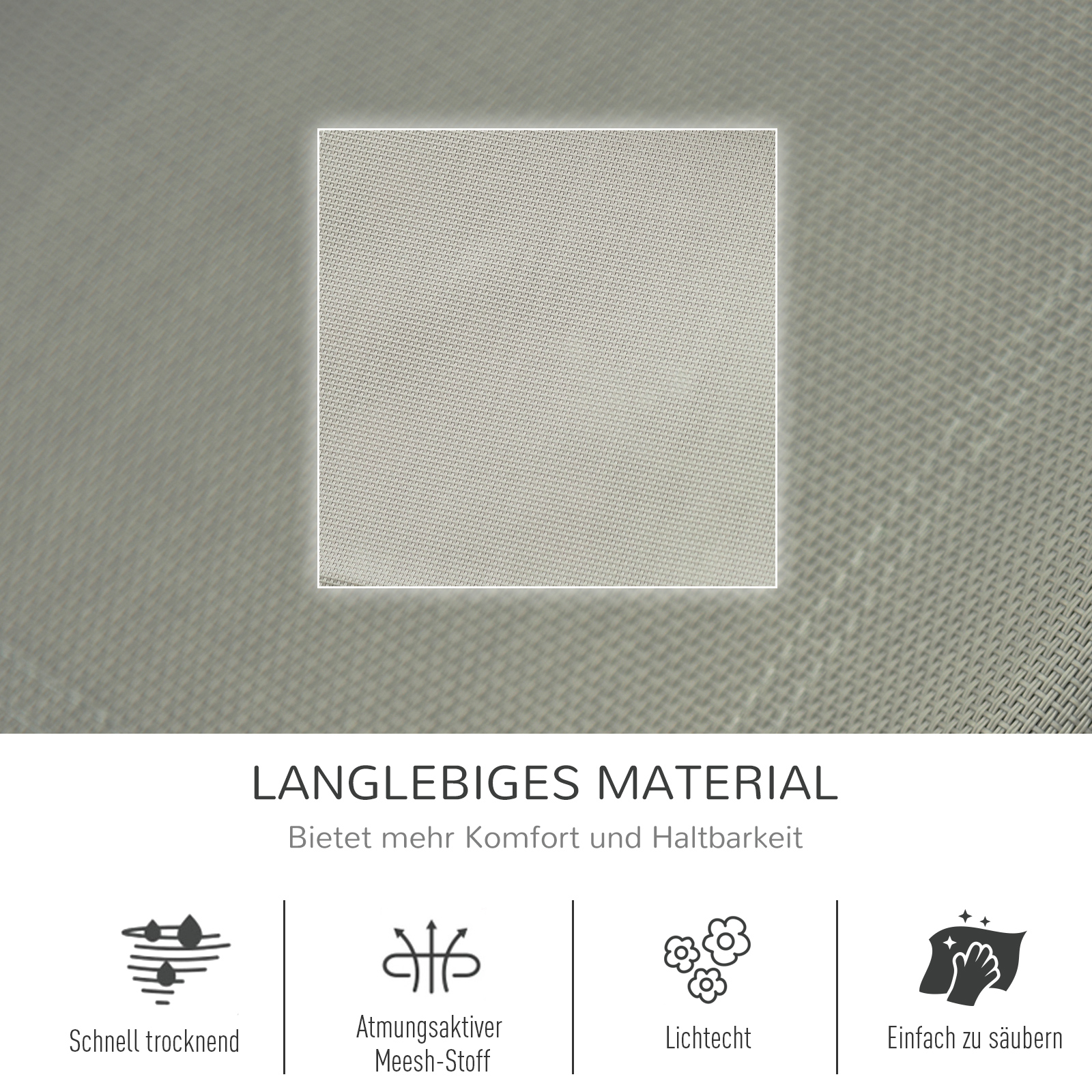 Schaukelstuhl Schwingsessel Gartenstuh Schaukelliege Metall Mesh Schwarz+Hellgrau 150 x 62 x 88 cm