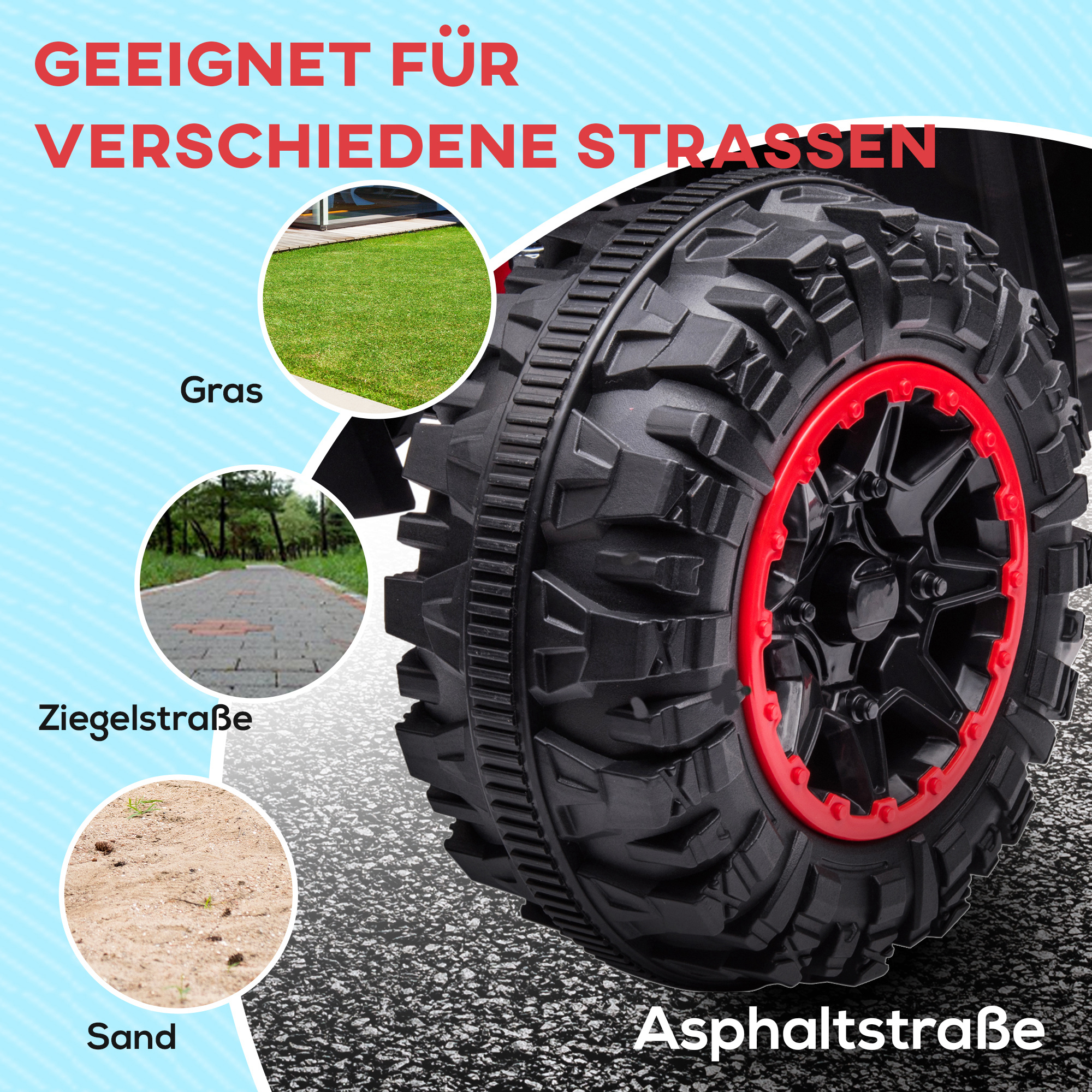 Elektro-Kinderquad, LED-Scheinwerfer, MP3-Player, Stoßdämpfer, ergonomischer Sitz, Rot+Schwarz