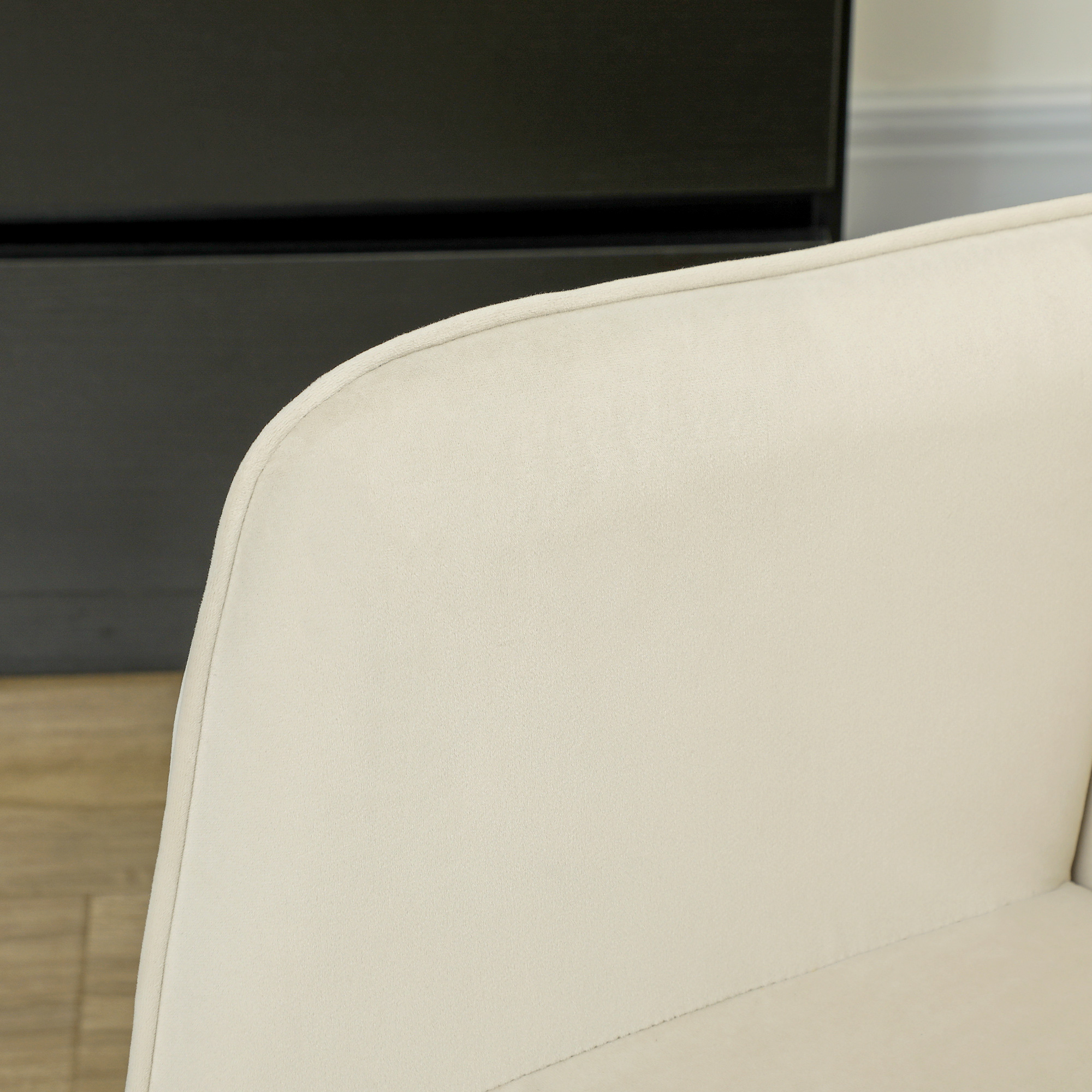 Schaukelstuhl, dicke Polsterung, breite Rückenlehne, Buchenholz/Stahlrahmen, bis 120 kg, Beige