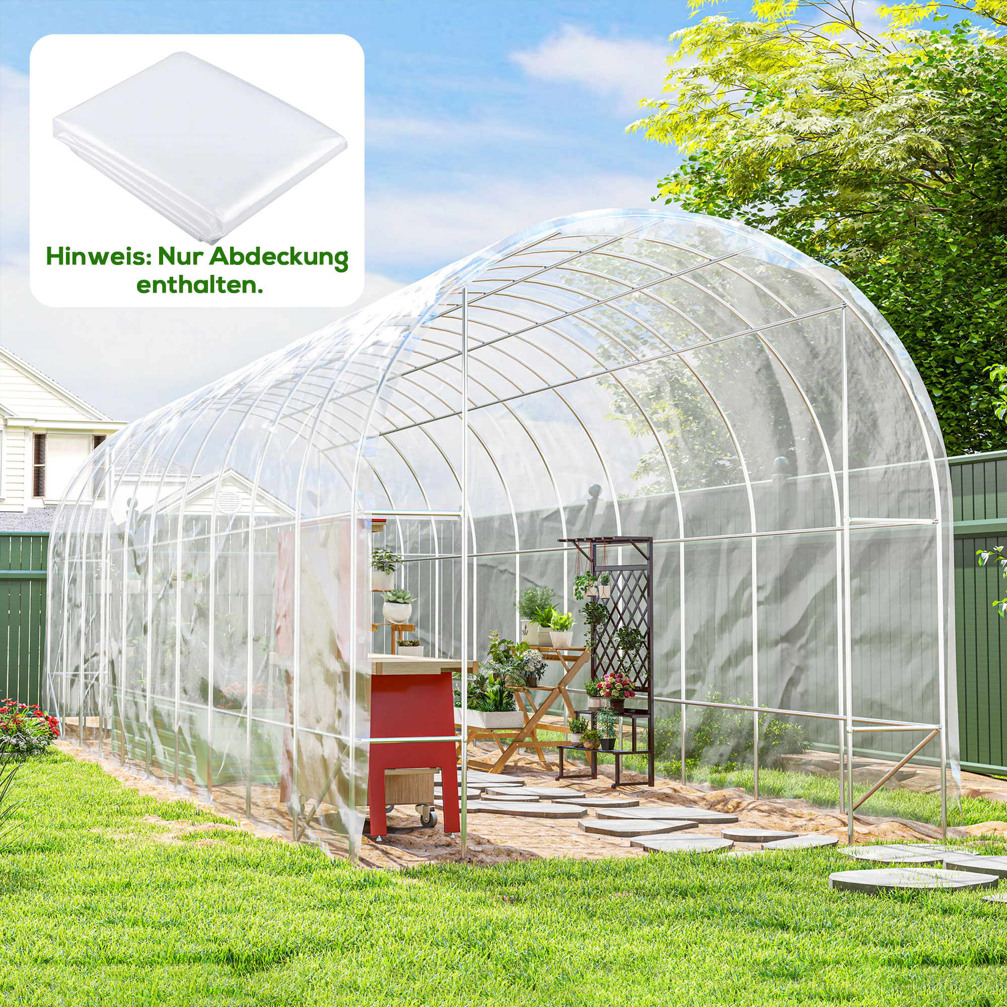 Gewächshausabdeckung aus Kunststoff, Plane zum Abdecken von Pflanzen, UV-beständig, Wasserfest, 8 x 10 m