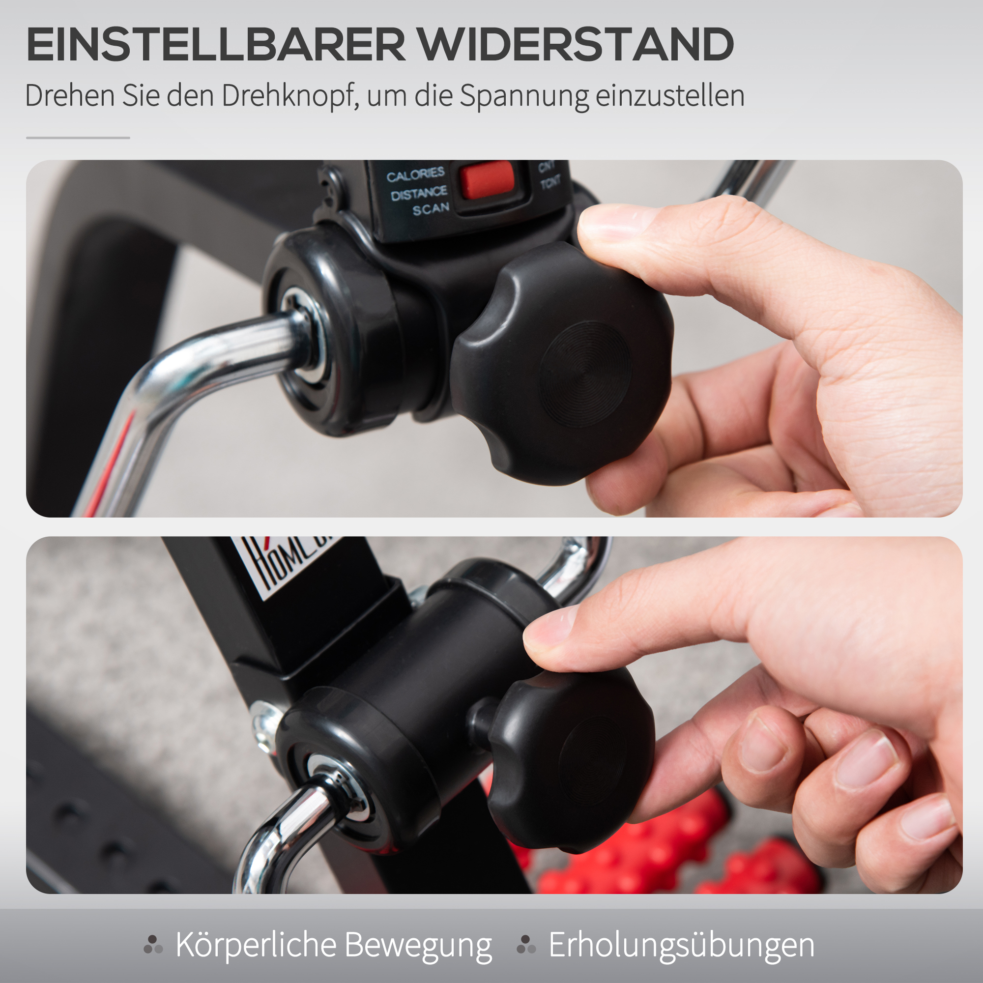 Pedaltrainer für Senioren Höhen- und Längenverstellbar Mini Heimtrainer mit Griff LCD Display Befestigungsband