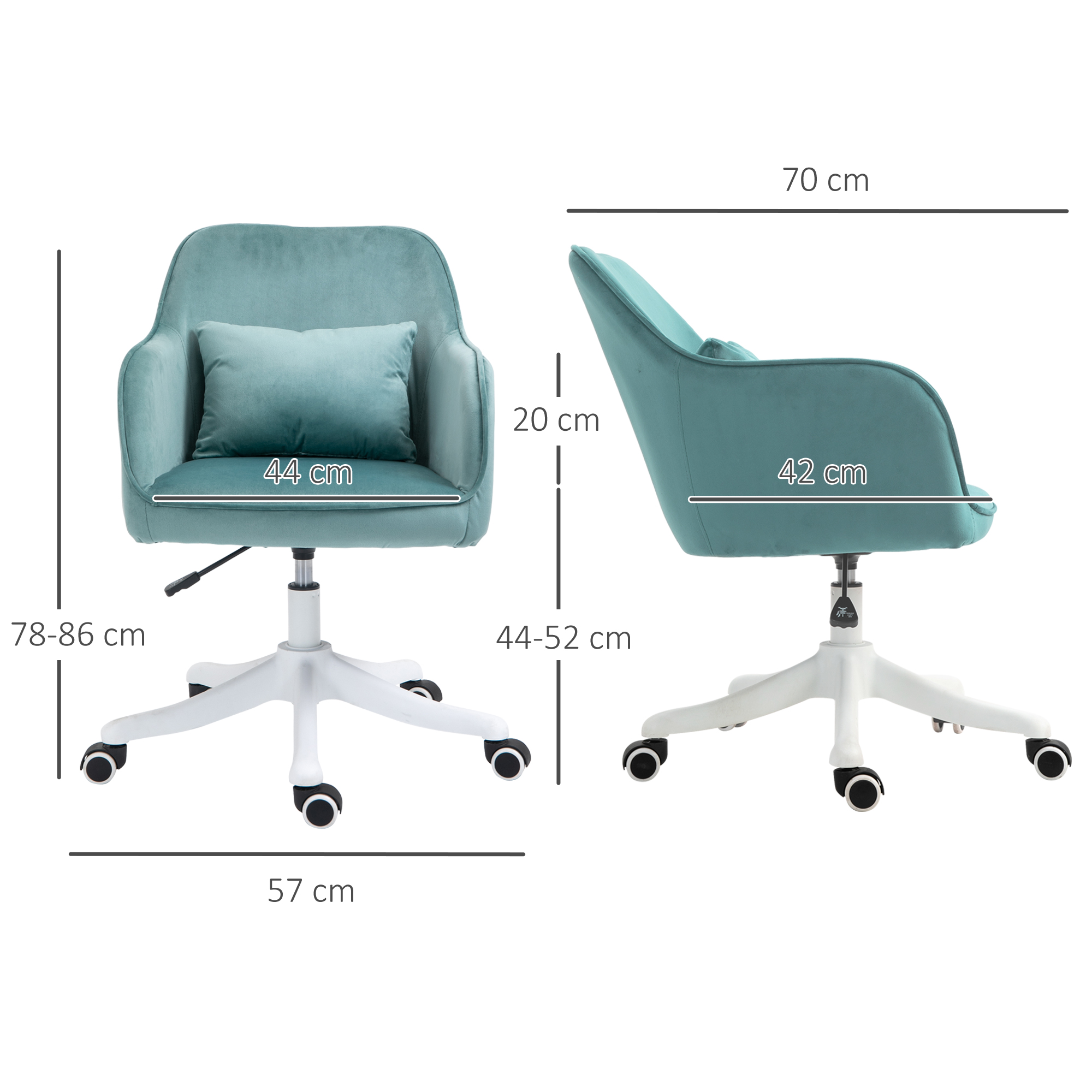 Massage-Bürostuhl in Samtoptik Lendenkissen mit Vibrationsmassage bis 115 kg USB-Schrittstelle höhenverstellbar 57B x 70T x 78-86H cm Grün