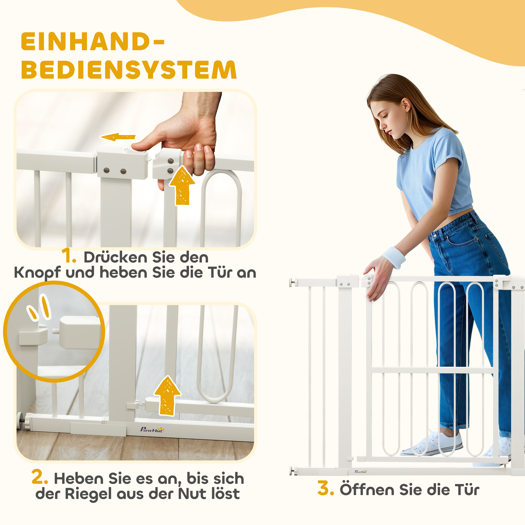 Türschutzgitter Hund, 76-104 cm Absperrgitter ohne Bohren, Treppengitter